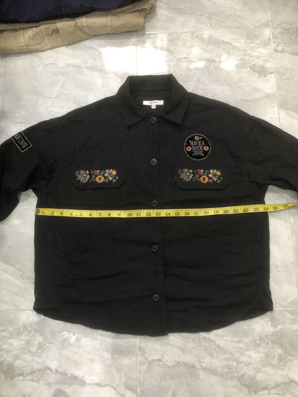 MOUSSY Moussy Black Embroidered Button Up Shirt Size US S / EU 44-46 / 1 - 15 Thumbnail