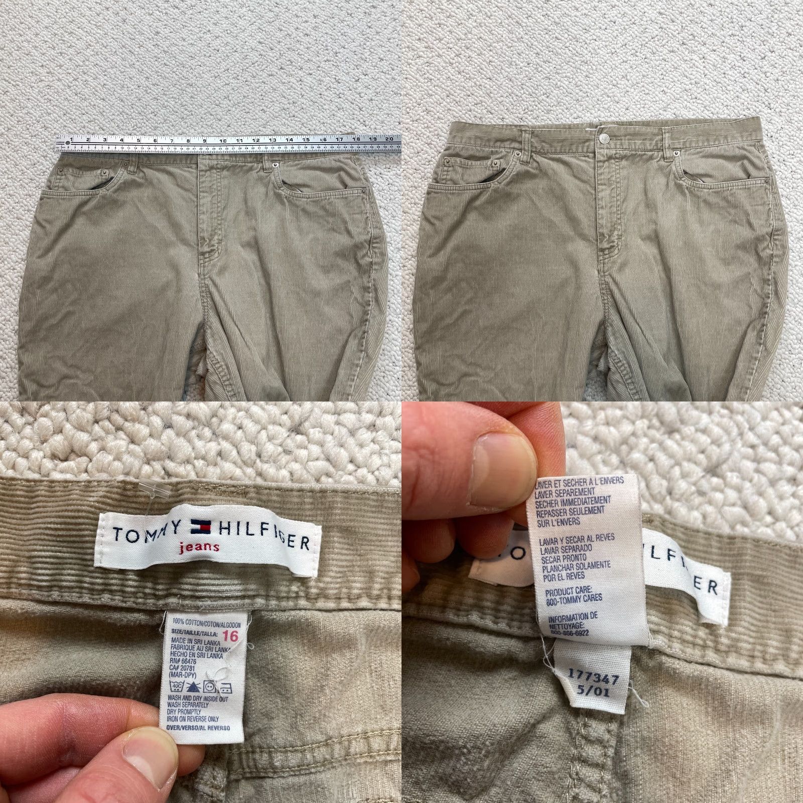 Tommy Hilfiger Tommy Hilfiger Jeans Womens 16 36x29.5 Brown Corduroy Bootcut High Rise Pants Size 38" / US 16 / IT 52 - 8 Thumbnail