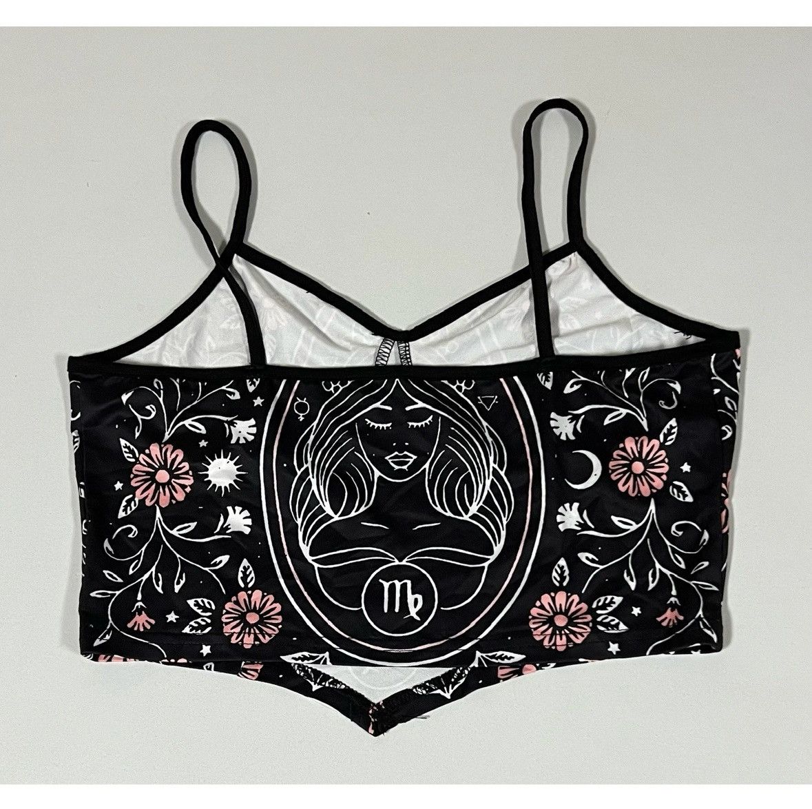 Vintage Black Virgo Astrology Zodiac Boho Crop Top Shirt Size S 🖤✨ Size S / US 4 / IT 40 - 2 Thumbnail
