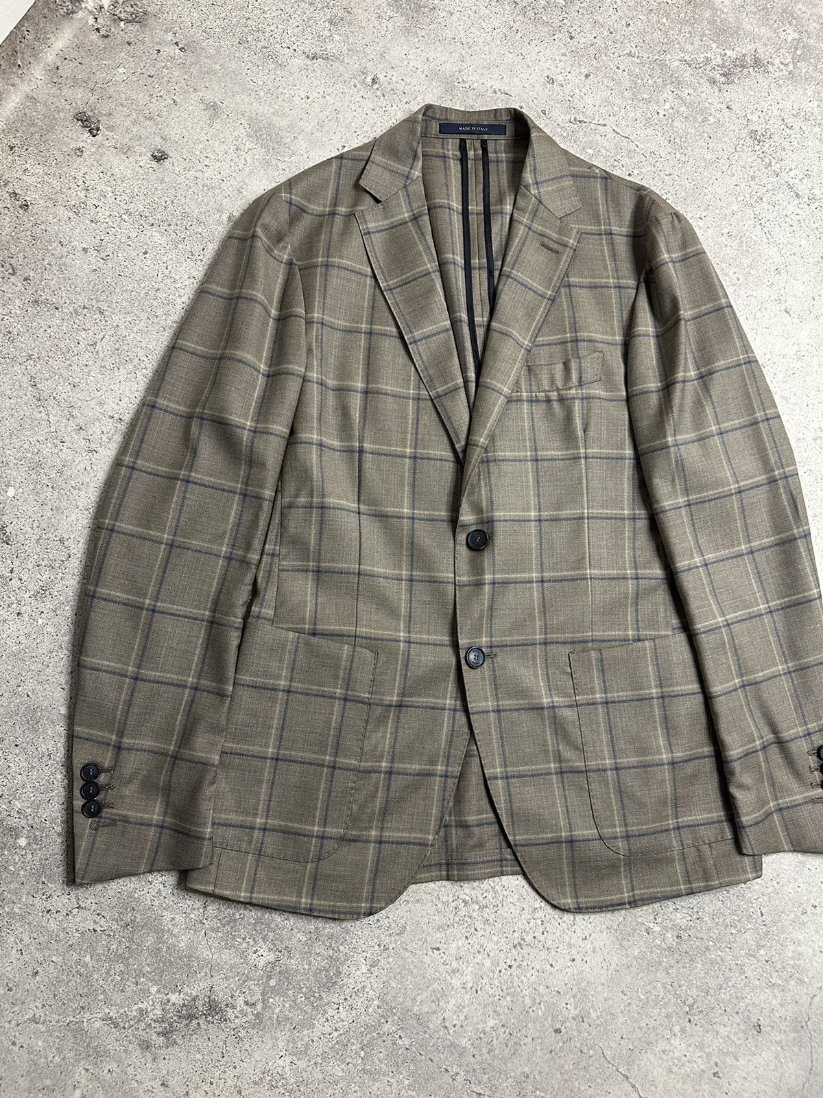 Boggi Boggi Milano Reda 1865 Light Beige Plaid Wool Blazer Size US S / EU 44-46 / 1 - 6 Thumbnail