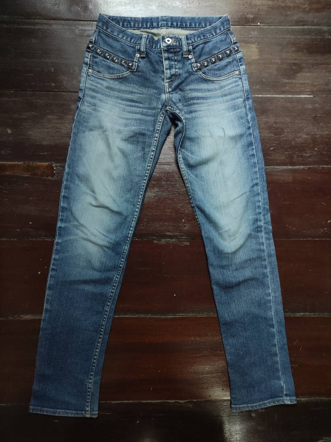 Hysteric Glamour Vtg Hysteric Glamour Pyramid Stud Y2K Faded Jeans Size 29" - 2 Thumbnail
