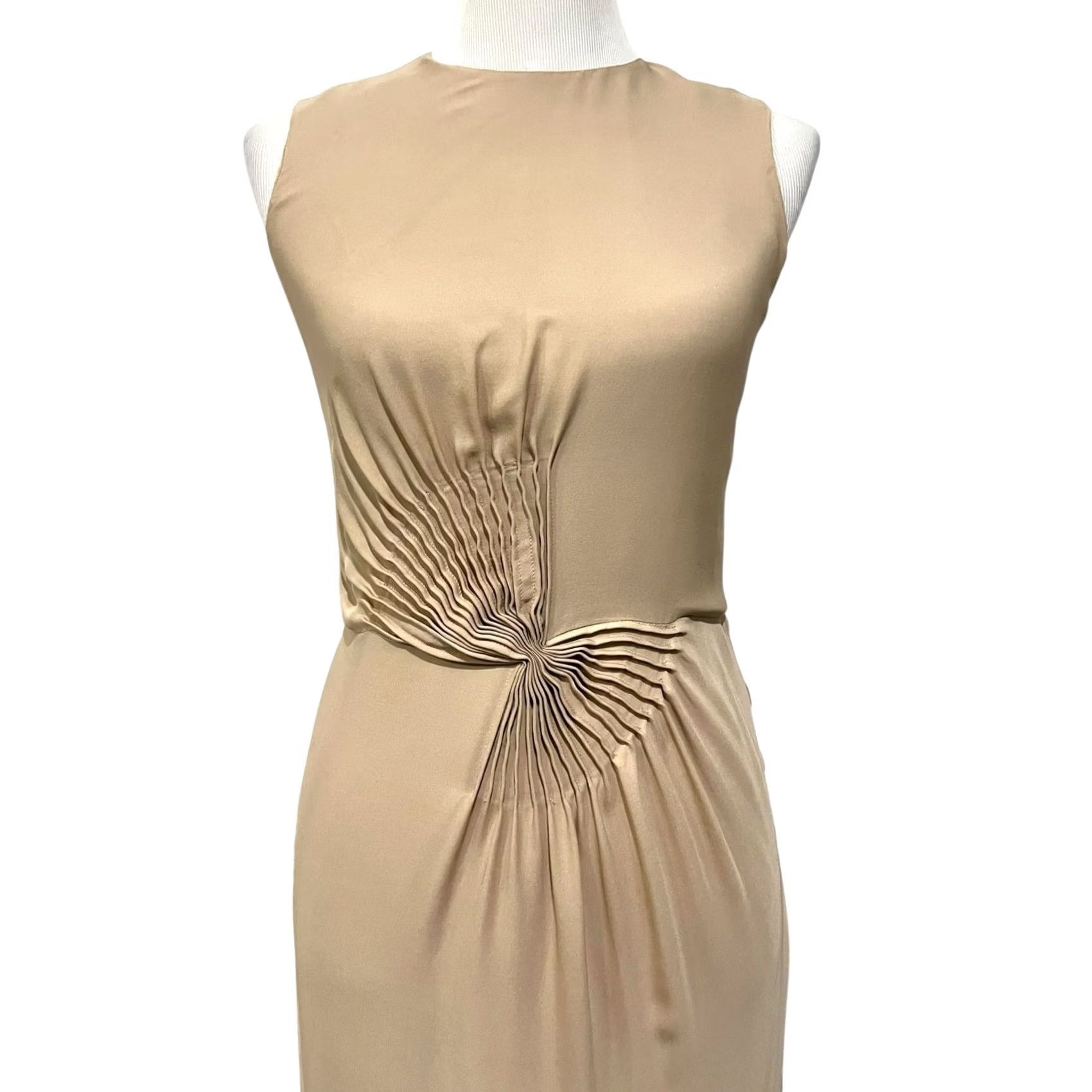 Diane von Furstenberg Diane von Furstenberg Kayley Silk Cinched Accent Tan Black Sheath Dress Sz 4 Size S / US 4 / IT 40 - 3 Thumbnail