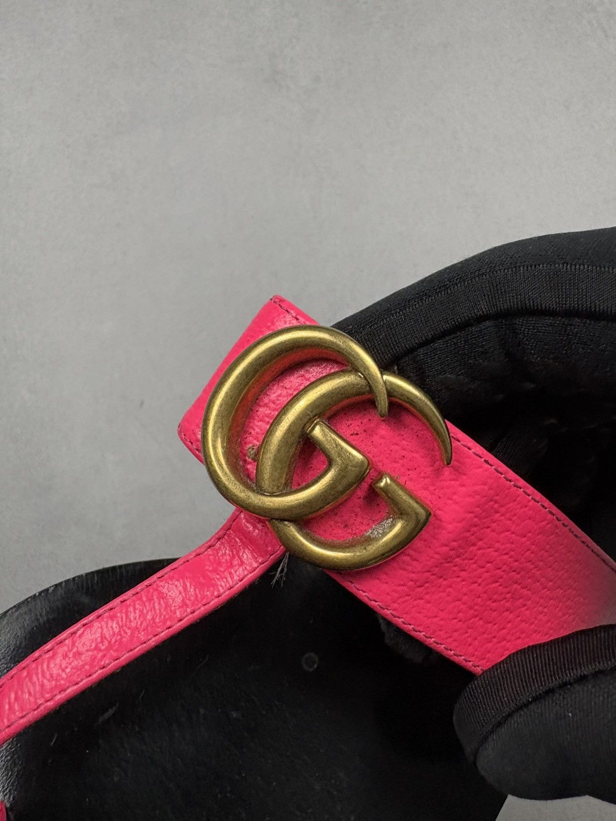 Gucci Gucci GG Marmont Thong Double G Leather Sandals Pink 36 Size US 6 / IT 36 - 14 Thumbnail