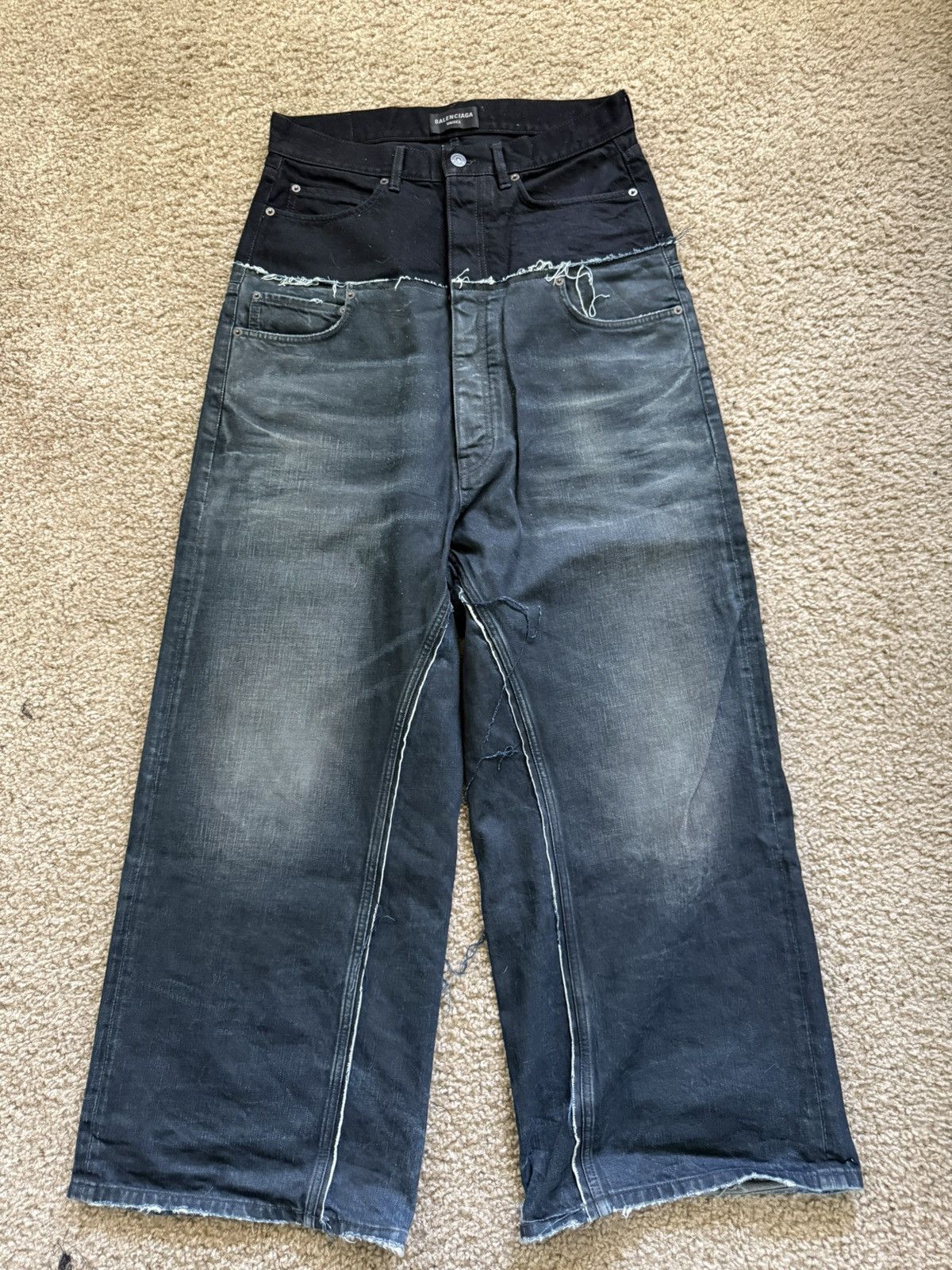 Balenciaga Balenciaga Cut Up Double Waist Denim Jeans | Grailed