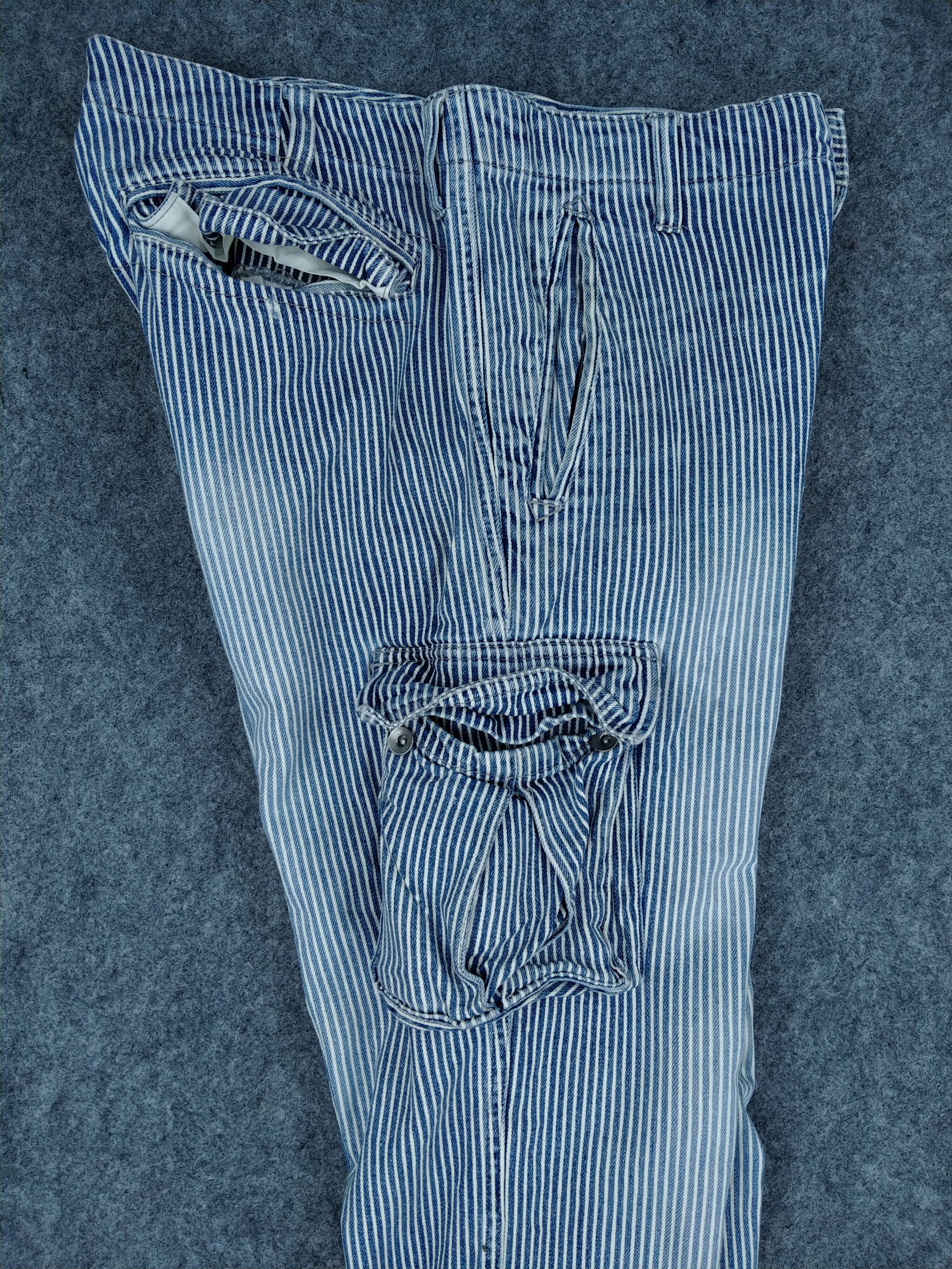 Japanese Brand Global Work Stripes Cargo Multi Pocket Pants -CP155 Size US 31 - 9 Thumbnail