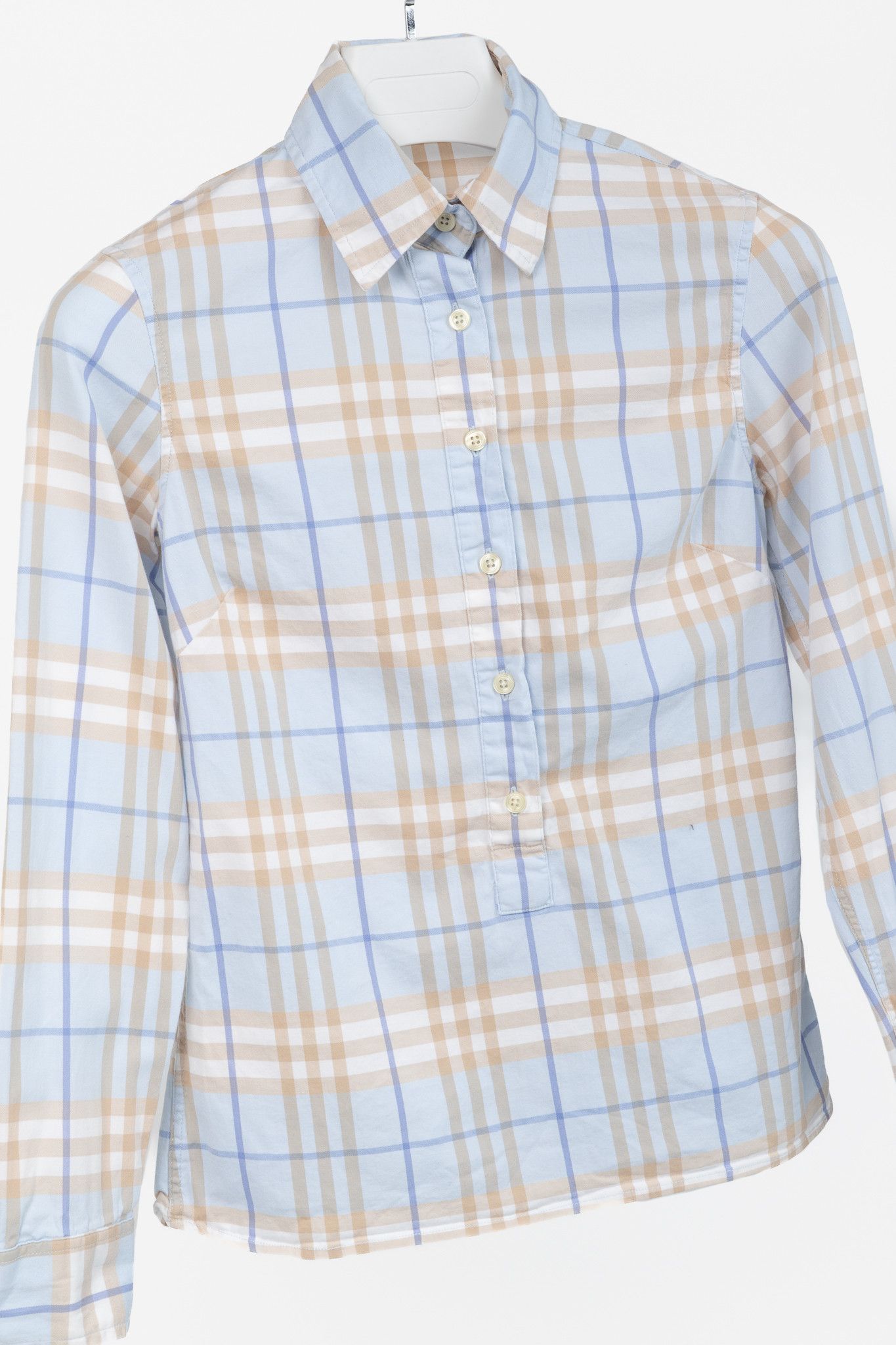 Burberry Burberry Blue Check Cotton Buttoned Shirt Size XS / US 0-2 / IT 36-38 - 3 Thumbnail