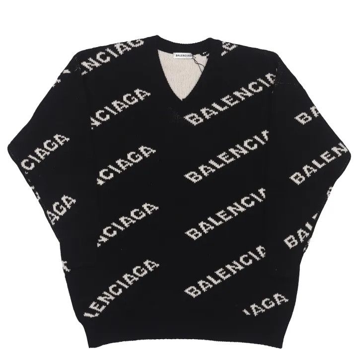 Balenciaga Balenciaga Black V-Neck Casual Knit Sweater Size US S / EU 44-46 / 1 - 1 Thumbnail