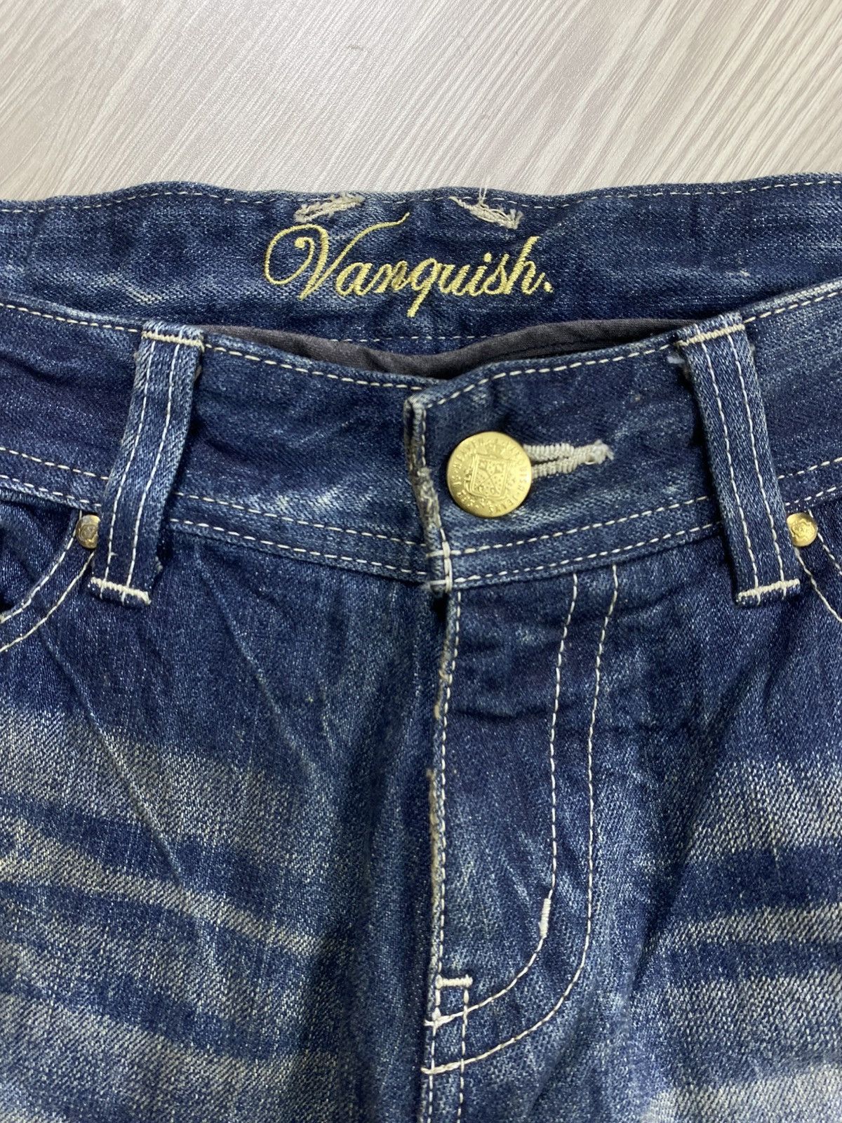 GOSTAR DE FUGA × If Six Was Nine × Le Grande Bleu (L.G.B.) 2000s Vanquish Gold Distressed Punk Y2K Lgb Flared Jeans Size US 32 / EU 48 - 8 Thumbnail