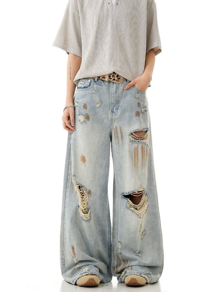 Vintage Men's American Retro Distressed Wide-Leg Jeans Size US 32 / EU 48 - 1 Thumbnail