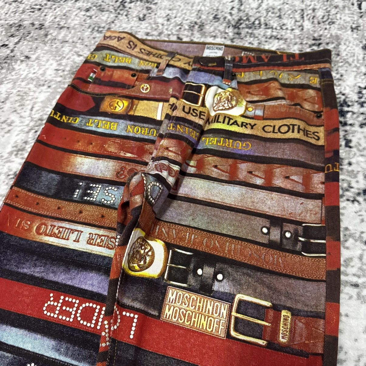Moschino Archive 90s Moschino Trompe L’Oiel All Type Belt Denim Pants Size US 32 / EU 48 - 8 Thumbnail