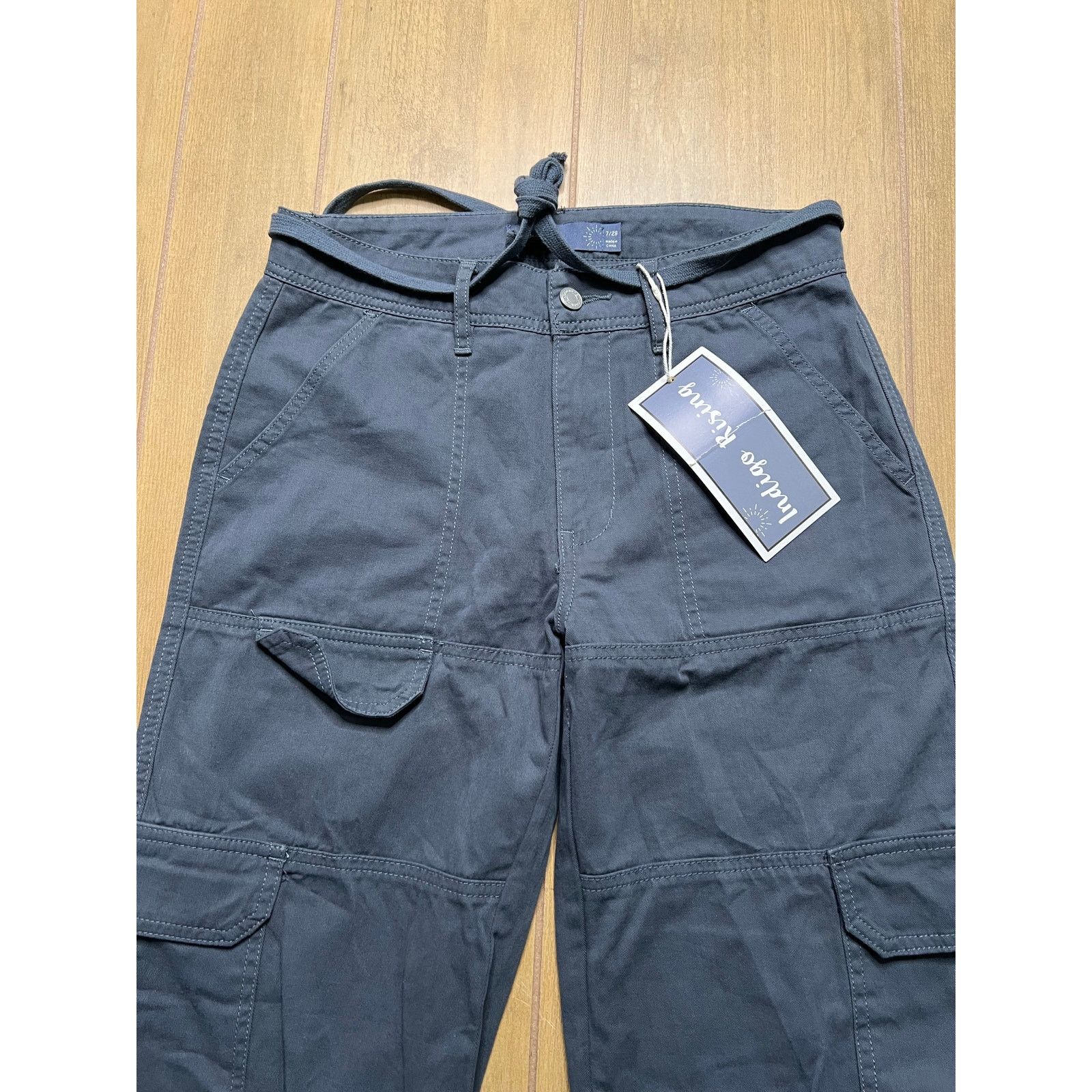 Vintage Indigo Rising Cargo Pants Wide Leg Gray Size 7/28 NWT Y2K Size 27" / US 4 / IT 40 - 4 Thumbnail