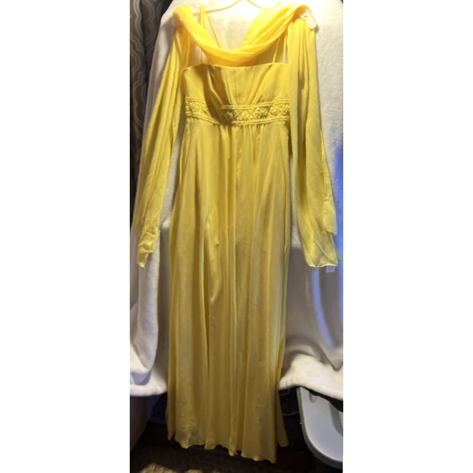 taylor bridesmaid dresses Light Yellow Long Bridesmaid Dresses With Slit, MBD253 main image 1