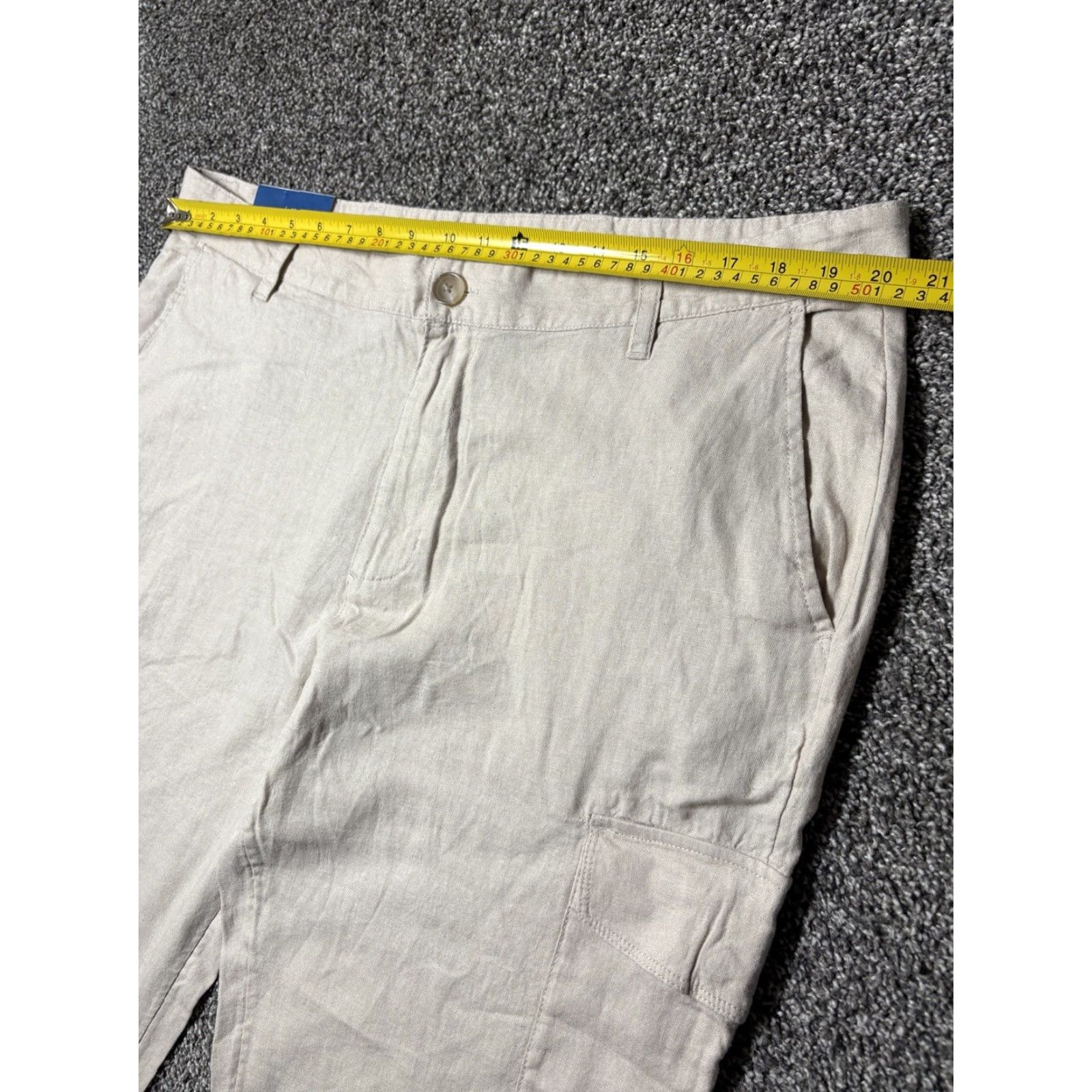 Vintage Caribbean Linen Cargo Pants Men 40x30 Beige Drawstring Viscose Blend NEW NWT Size US 40 / EU 56 - 3 Thumbnail