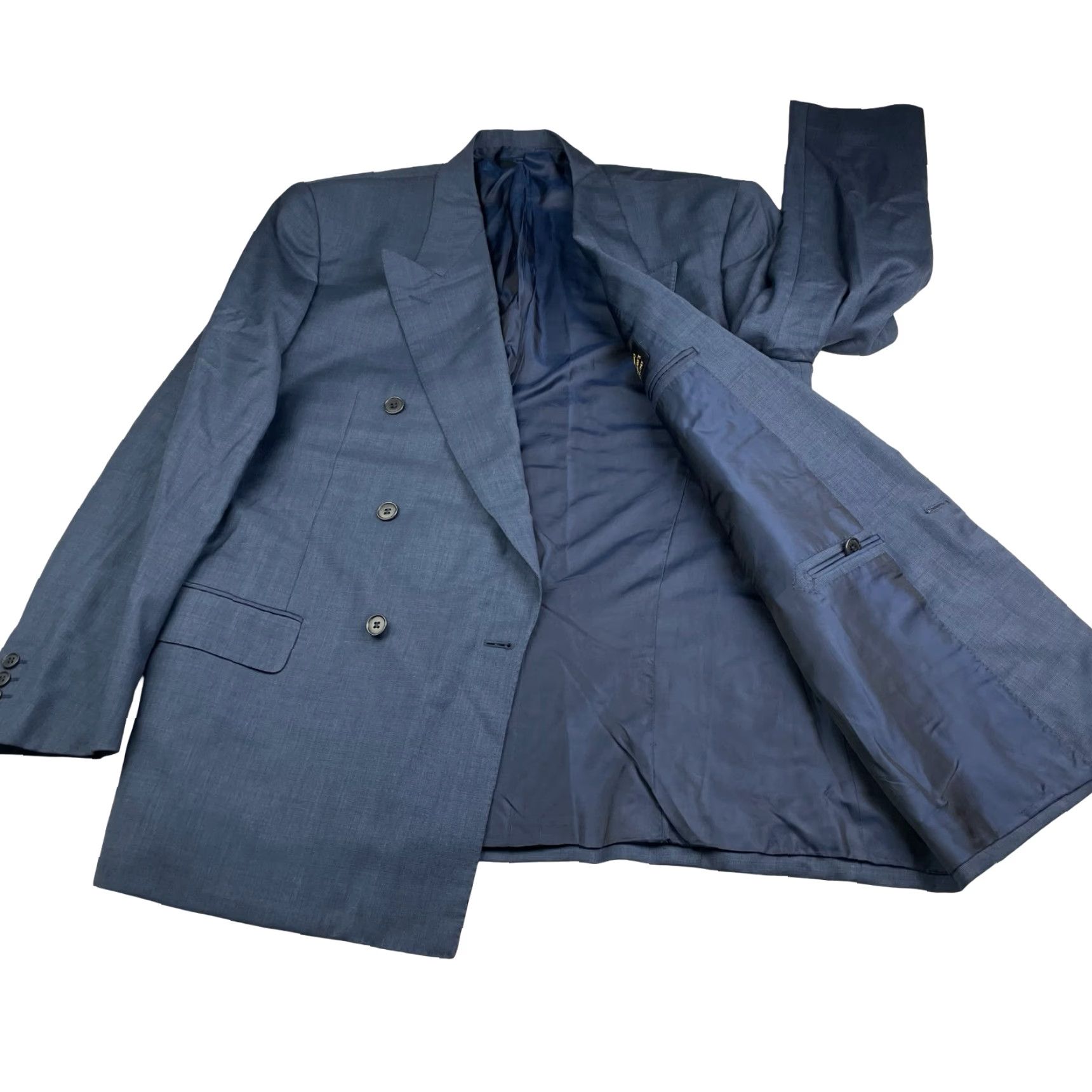 Ermenegildo Zegna Ermenegildo Zegna Blazer Men Navy Blue 42R 100% Wool Double Breasted Six-Button Notch Lapel Jacket/Coat Regular Length Size 42R - 3 Thumbnail