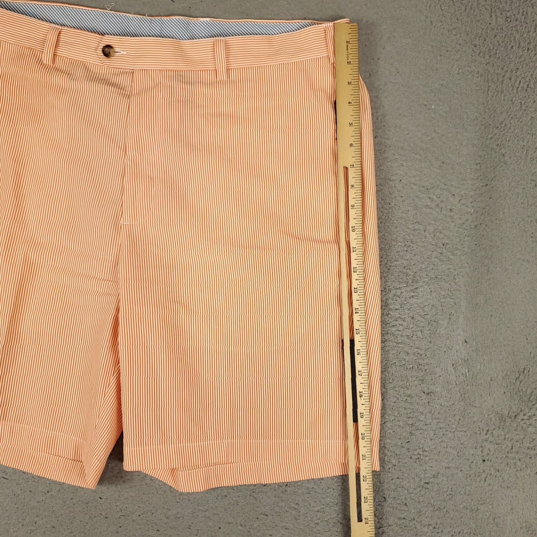 Vintage Donald Ross Shorts Mens Size 40 Orange Striped Polyester Golf Flat Front Chino Shirt Size US 40 / EU 56 - 5 Thumbnail