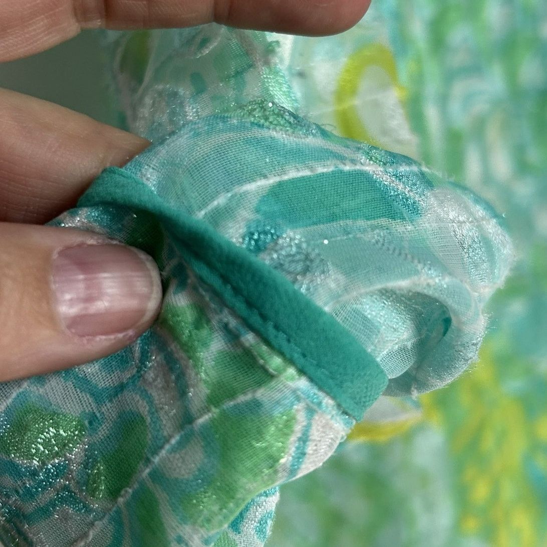 Vintage VTG Ruby Rd Teal Lime Floral Sz 10 Sheer Burnout Whimsygoth Size L / US 10 / IT 46 - 8 Thumbnail