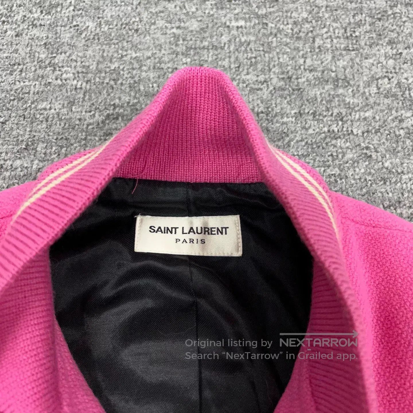 Saint Laurent Paris Saint Laurent 16FW Pink Baseball Jacket. Size XXS / US 00 / IT 34 - 3 Thumbnail