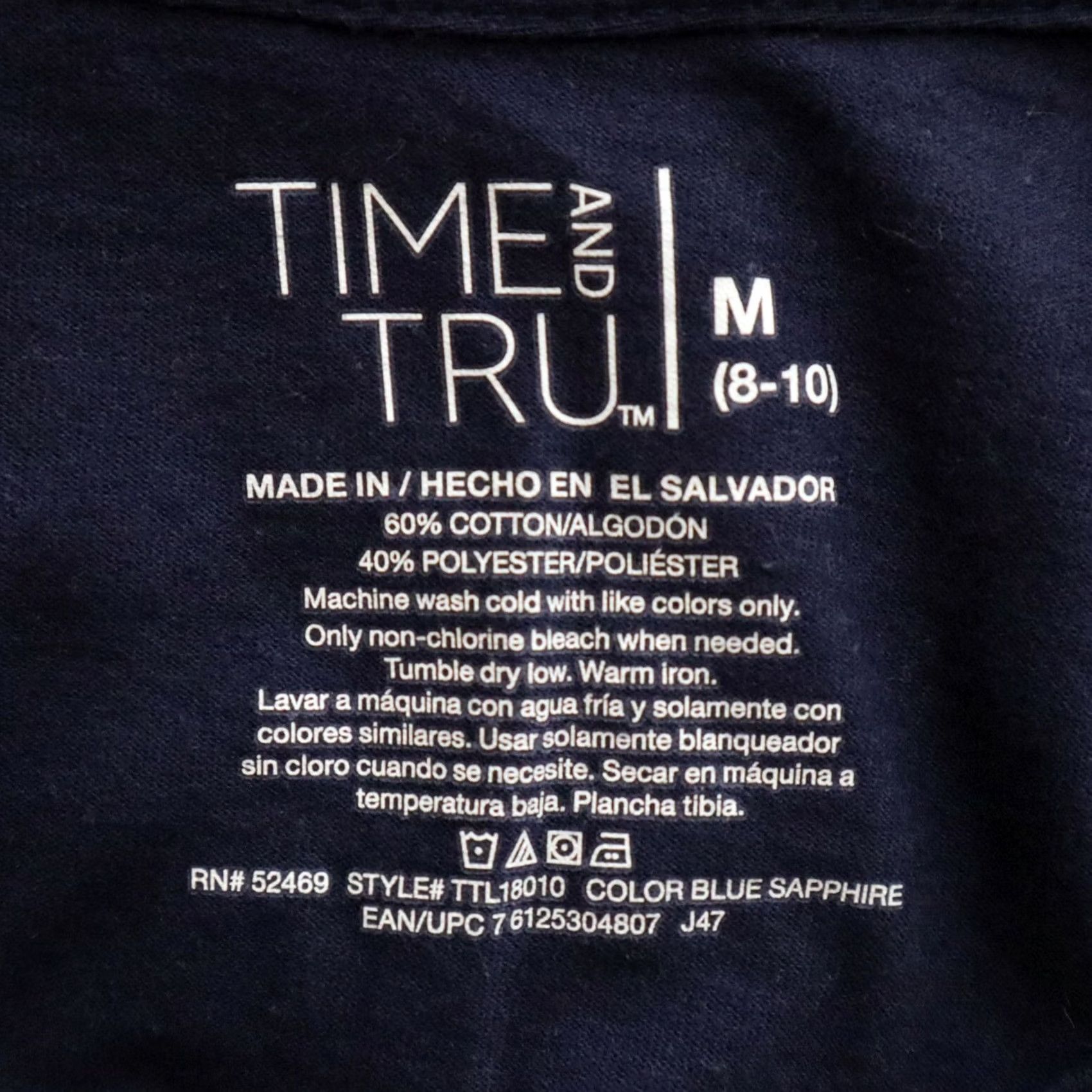 Vintage Time And Tru Shirt Womens M Blue Top Neck Tee Casual Short Sleeve Size M / US 6-8 / IT 42-44 - 6 Thumbnail