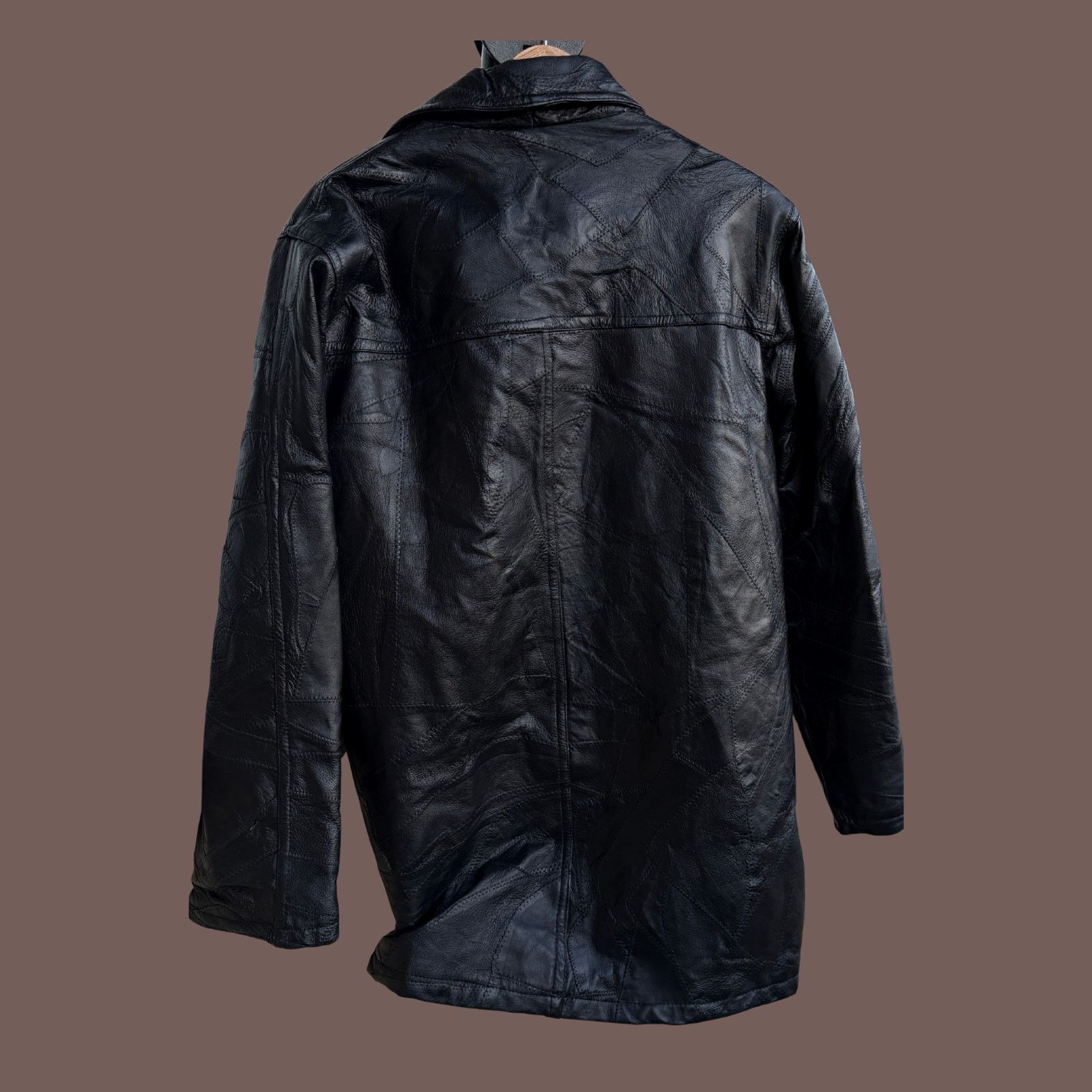Vintage VTG Leather Jacket | Black Button Front | Minimal 90s Size US L / EU 52-54 / 3 - 5 Thumbnail