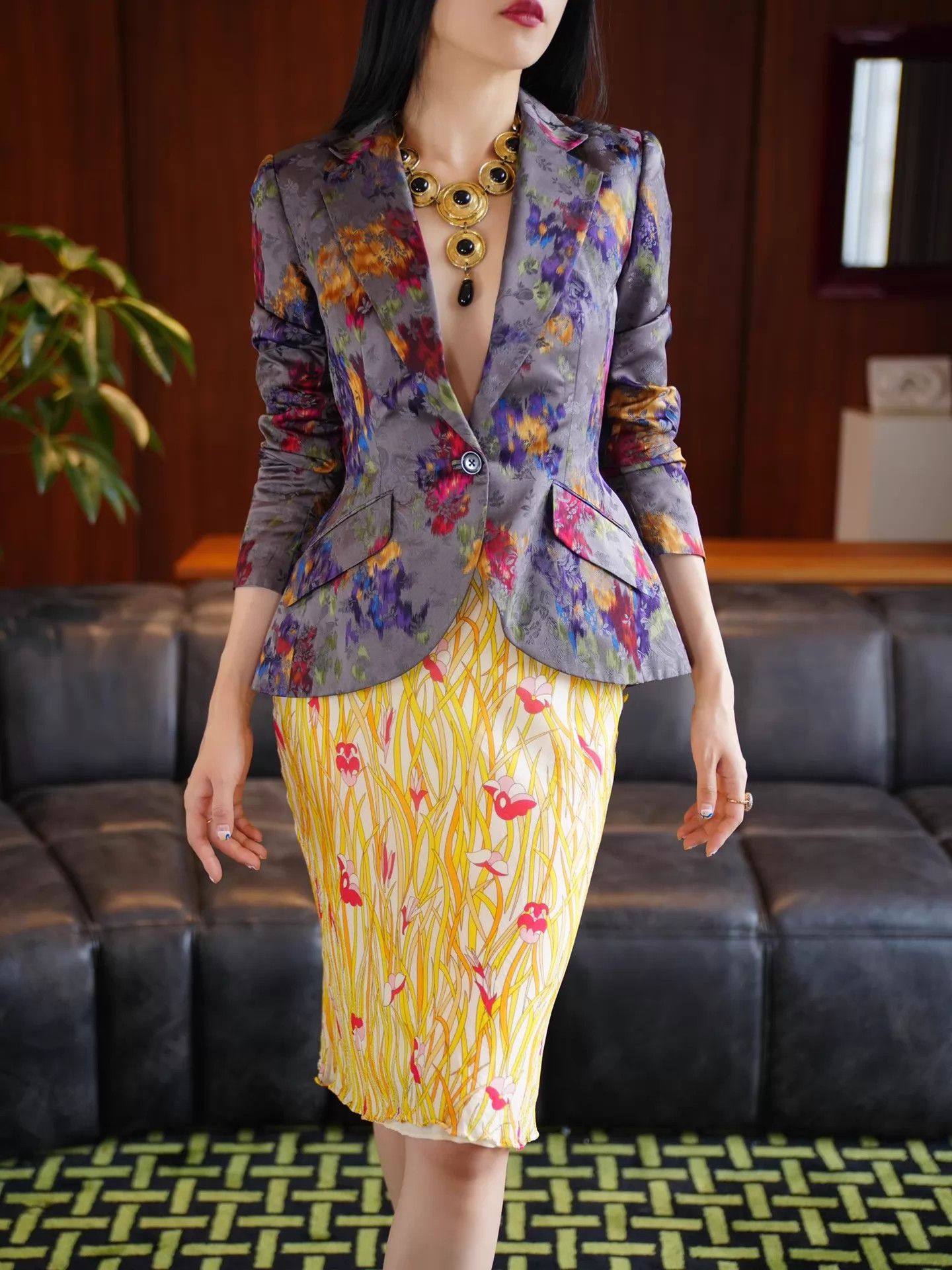 Polo Ralph Lauren RL Vintage Black Label Silk Brocade Waist-Cinched Blazer US4 Size S / US 4 / IT 40 - 8 Thumbnail