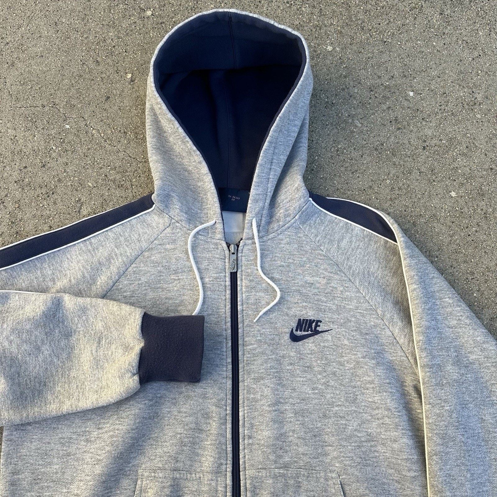 Nike × Vintage Vintage 80s Nike Blue Tag Full Zip Up Gray Hoodie Large Size US L / EU 52-54 / 3 - 2 Thumbnail
