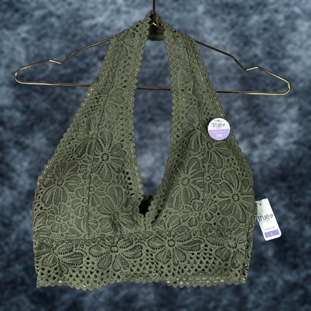 Vintage Rue21 Bralette Women's Size Large Green Floral Print Lace Pullover Bra NWT Size ONE SIZE - 1 Thumbnail