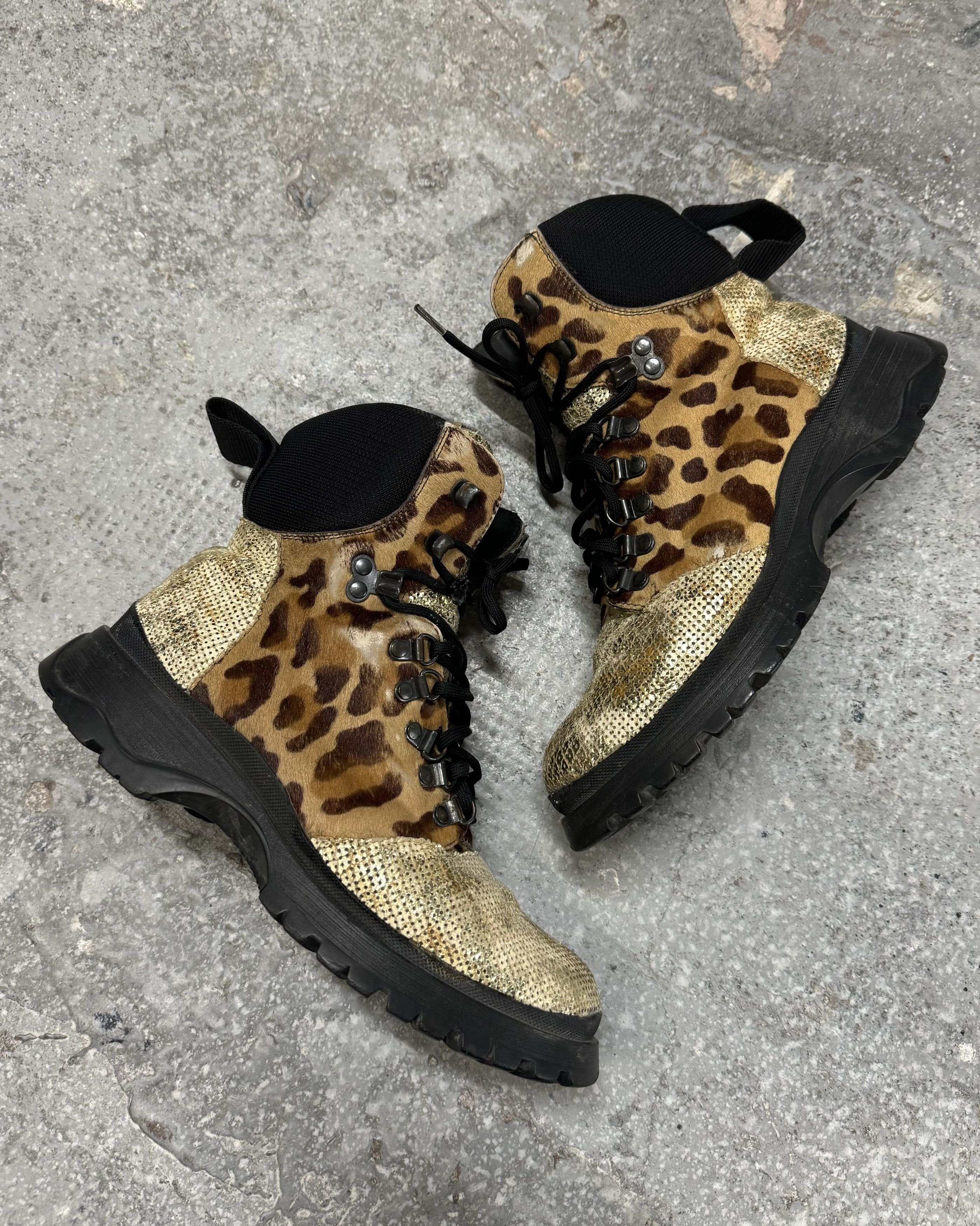 Prada × Vintage FW1999 Prada Leopard Pony Hair Hybride High Shoes Size US 8 / IT 38 - 3 Thumbnail