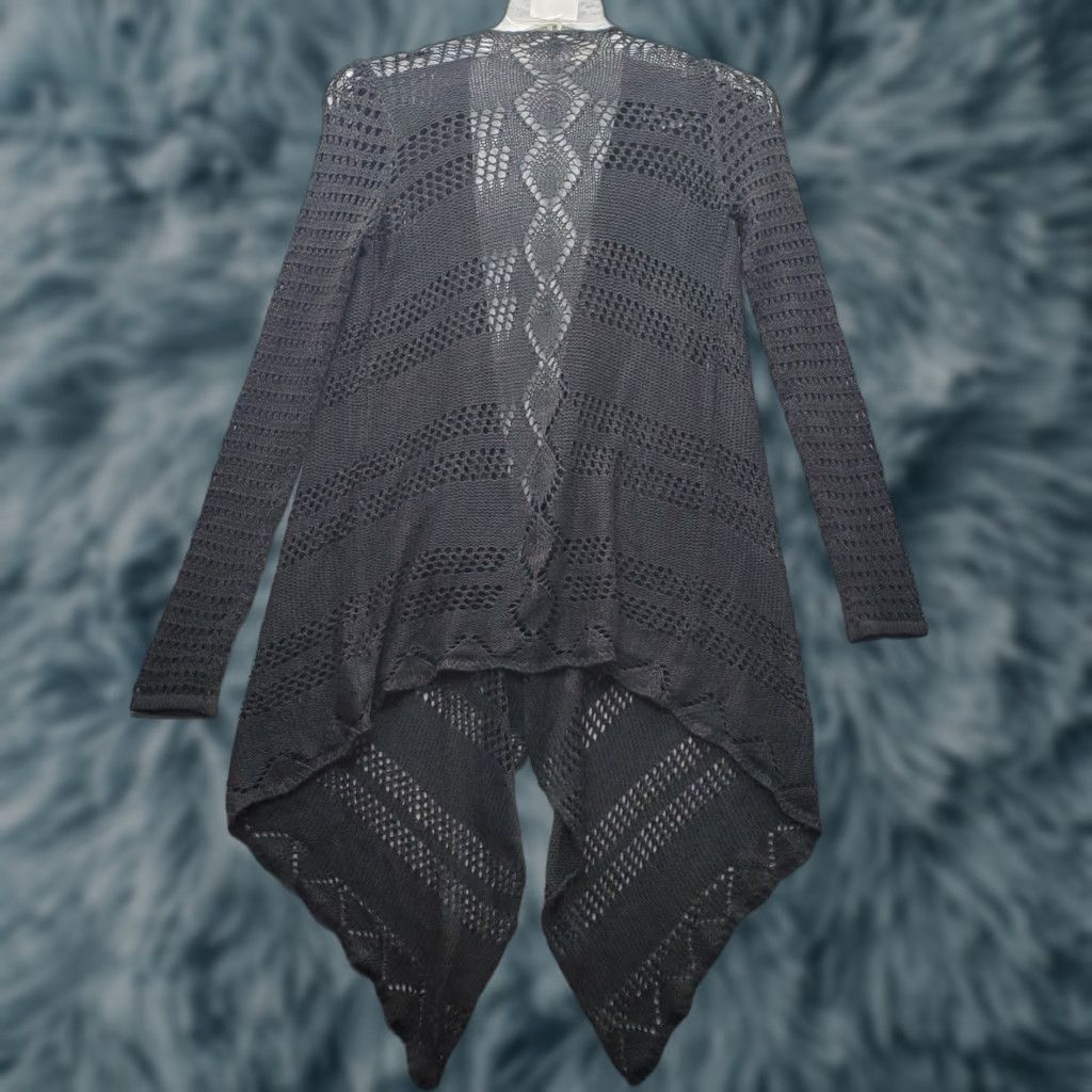 Vintage JACK Cardigan Womens XS Black Knitted Open Drape Front Lightweight Classic Fit Cardigan Size XS / US 0-2 / IT 36-38 - 1 Thumbnail