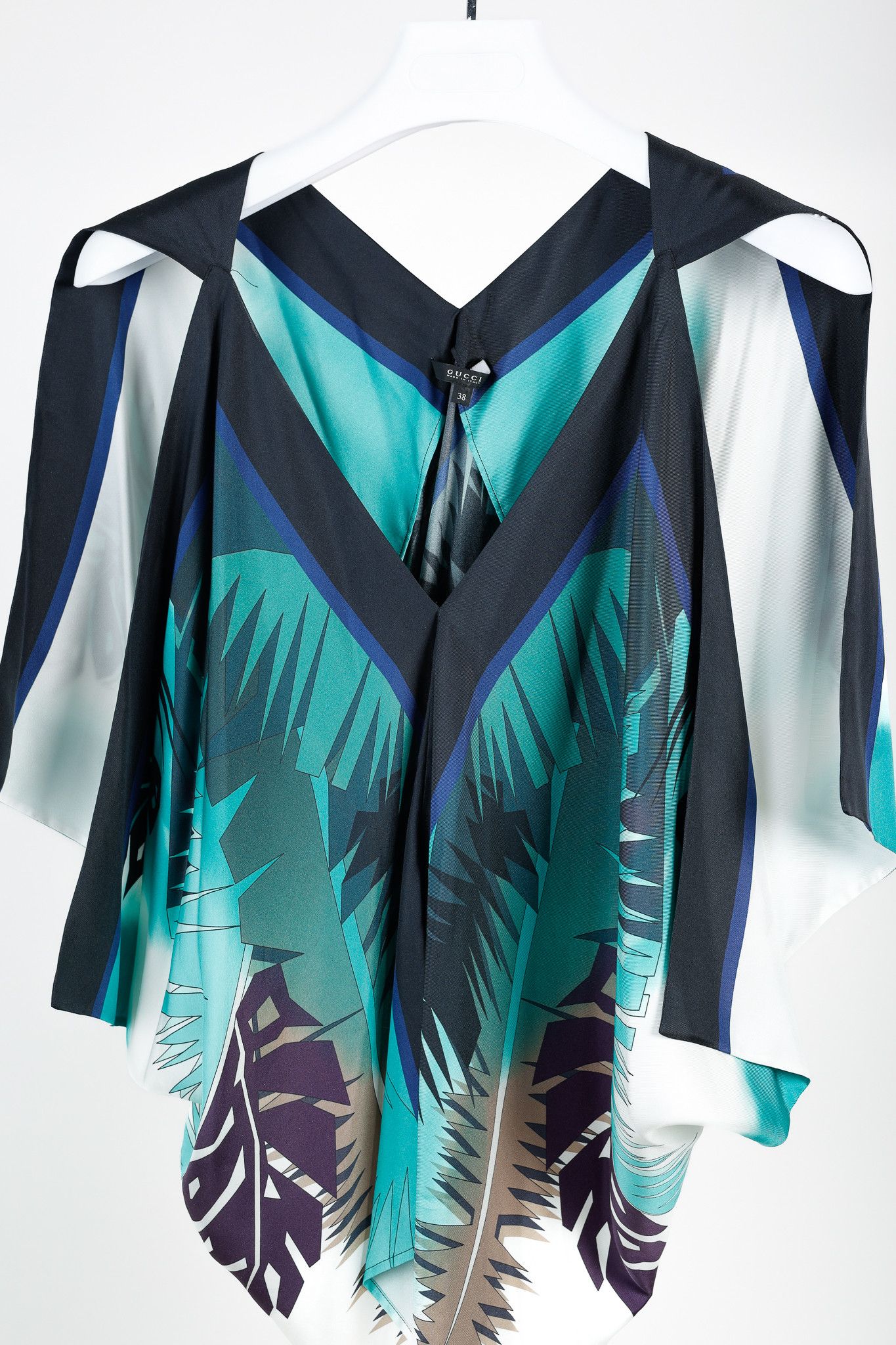 Gucci Gucci SS/09 Runway Teal Geometric Silk Scarf Top Size XS / US 0-2 / IT 36-38 - 3 Thumbnail
