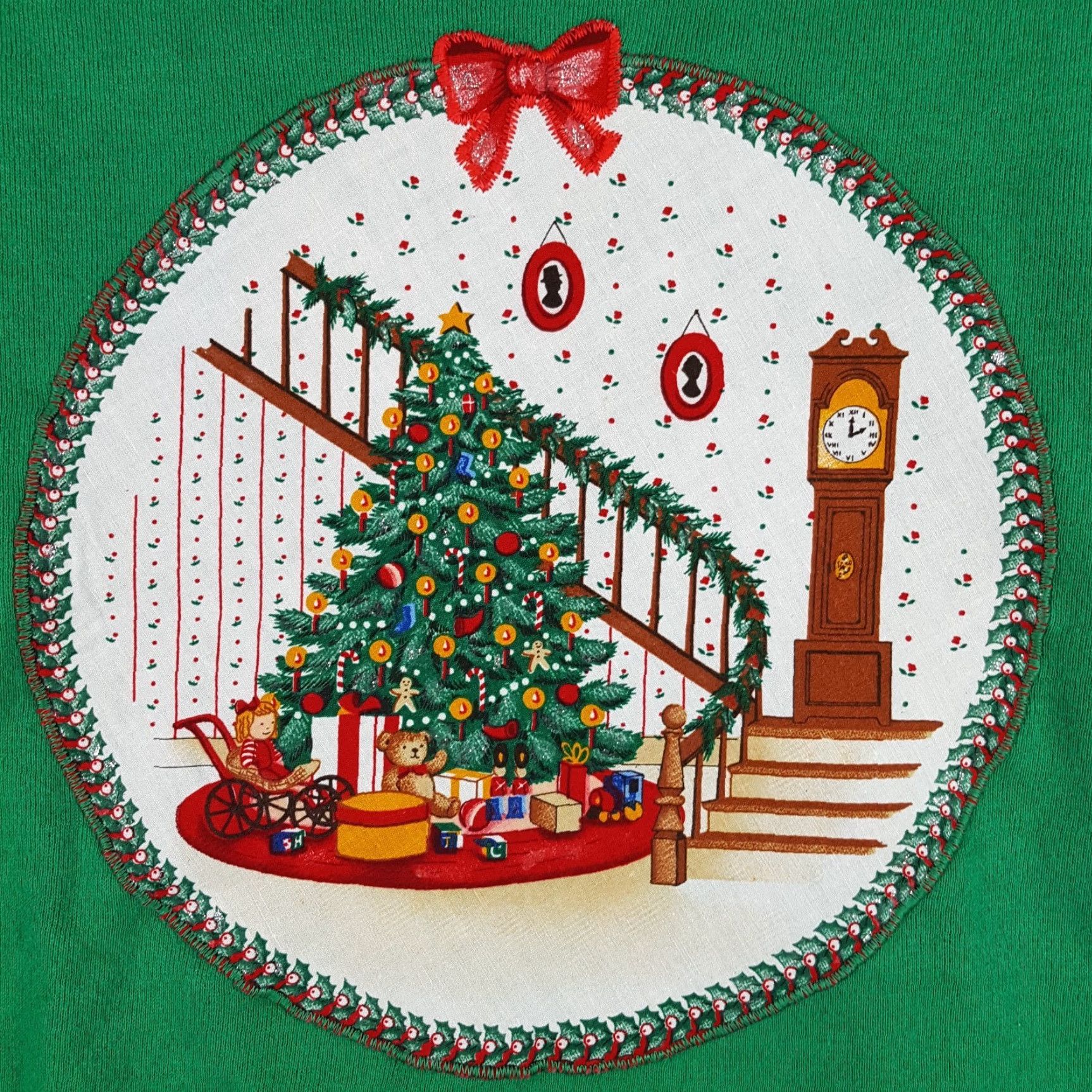 Hanes Vintage 80s Christmas Tree Clock Sz L Pullover Crewneck Sweatshirt Ugly Sweater Hanes Mens Regular Green Cotton Polyester Cotton Blend Size US L / EU 52-54 / 3 - 3 Thumbnail