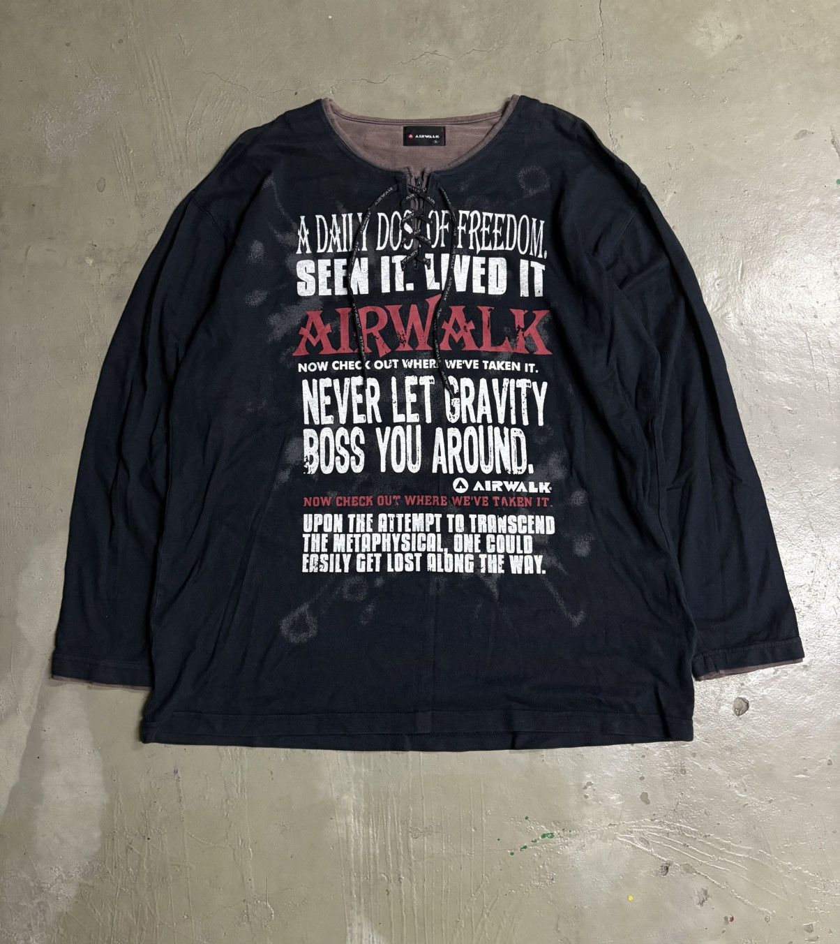 14th Addiction rare 00s japanese brand airwalk poem lace up tee Size US XL / EU 56 / 4 - 1 Thumbnail