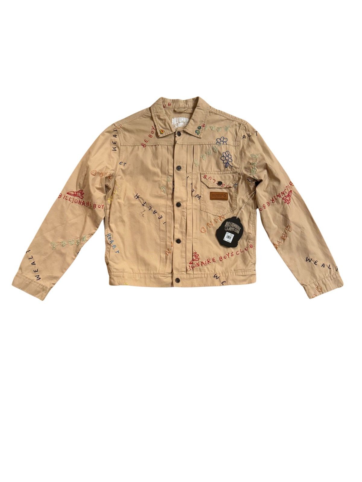 image of 300$ Billionaire Boys Club Homeroom Multi Logo Jacket in Cream, Men's (Size Large)