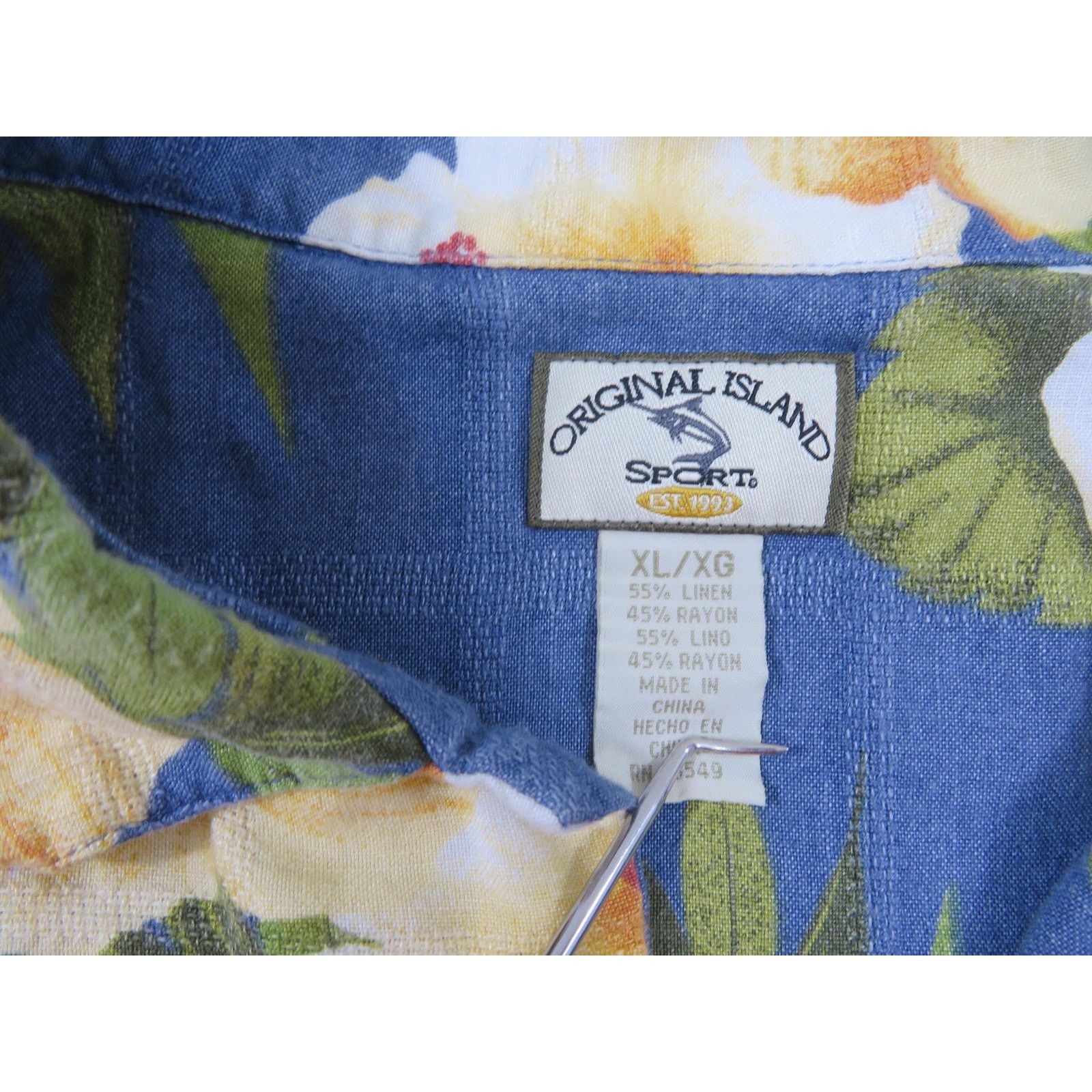 Other Original Island Hawaiian Shirt, Hibiscus Flower Blue Sz XL Size US XL / EU 56 / 4 - 3 Thumbnail