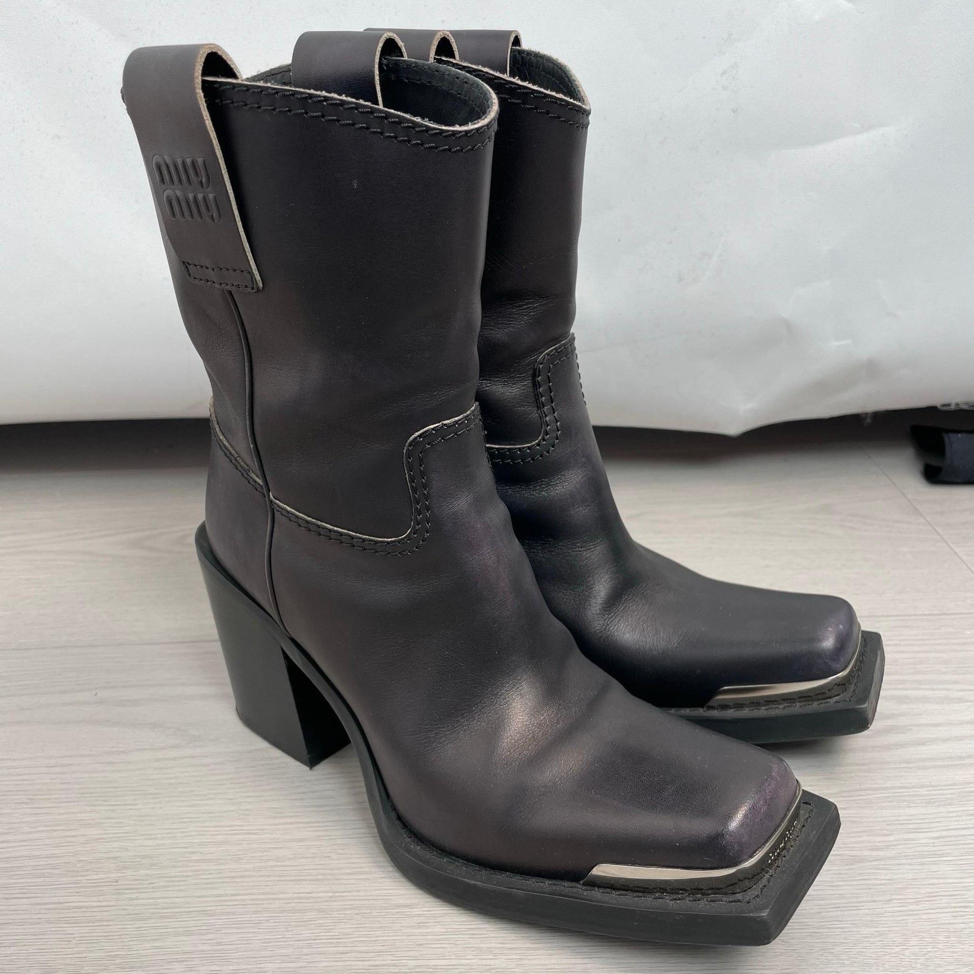 Miu Miu Miu Miu Leather Purple Boots 35 Women Size US 5 / IT 35 - 1 Thumbnail