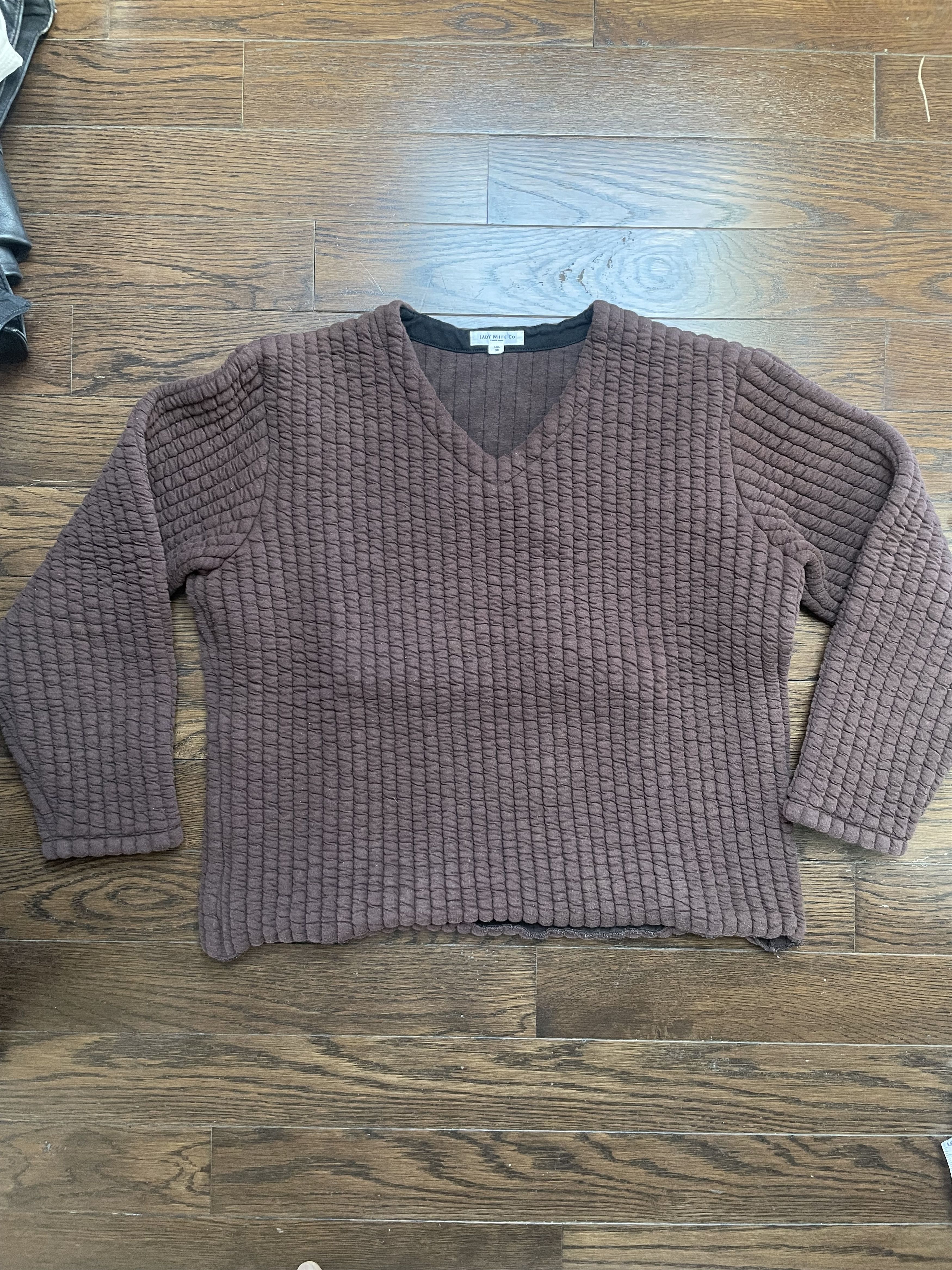 Quilted V Neck Sweater Rust