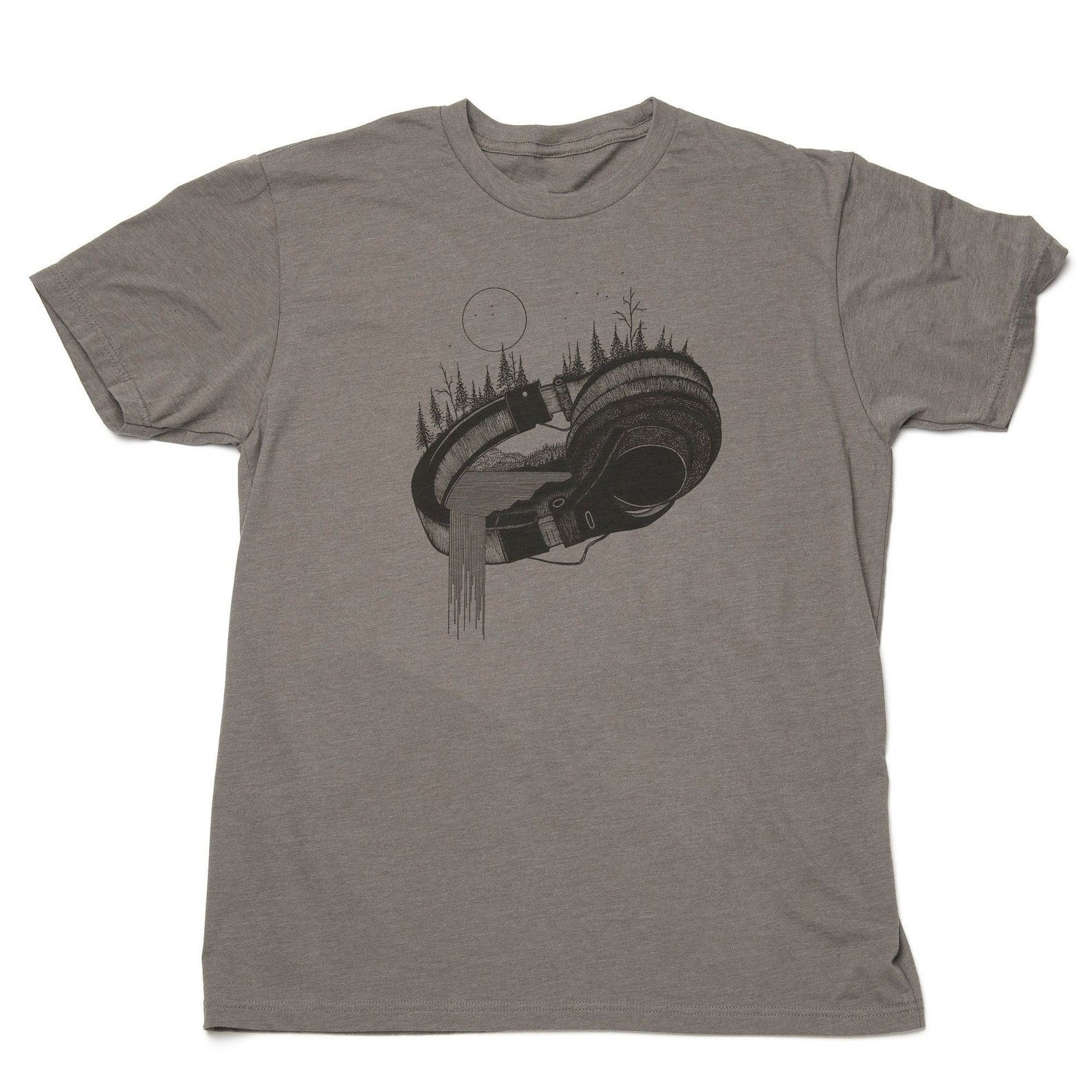 Designer × Vintage Men’s T-Shirt – Headphones & Nature Landscape Size US M / EU 48-50 / 2 - 1 Thumbnail
