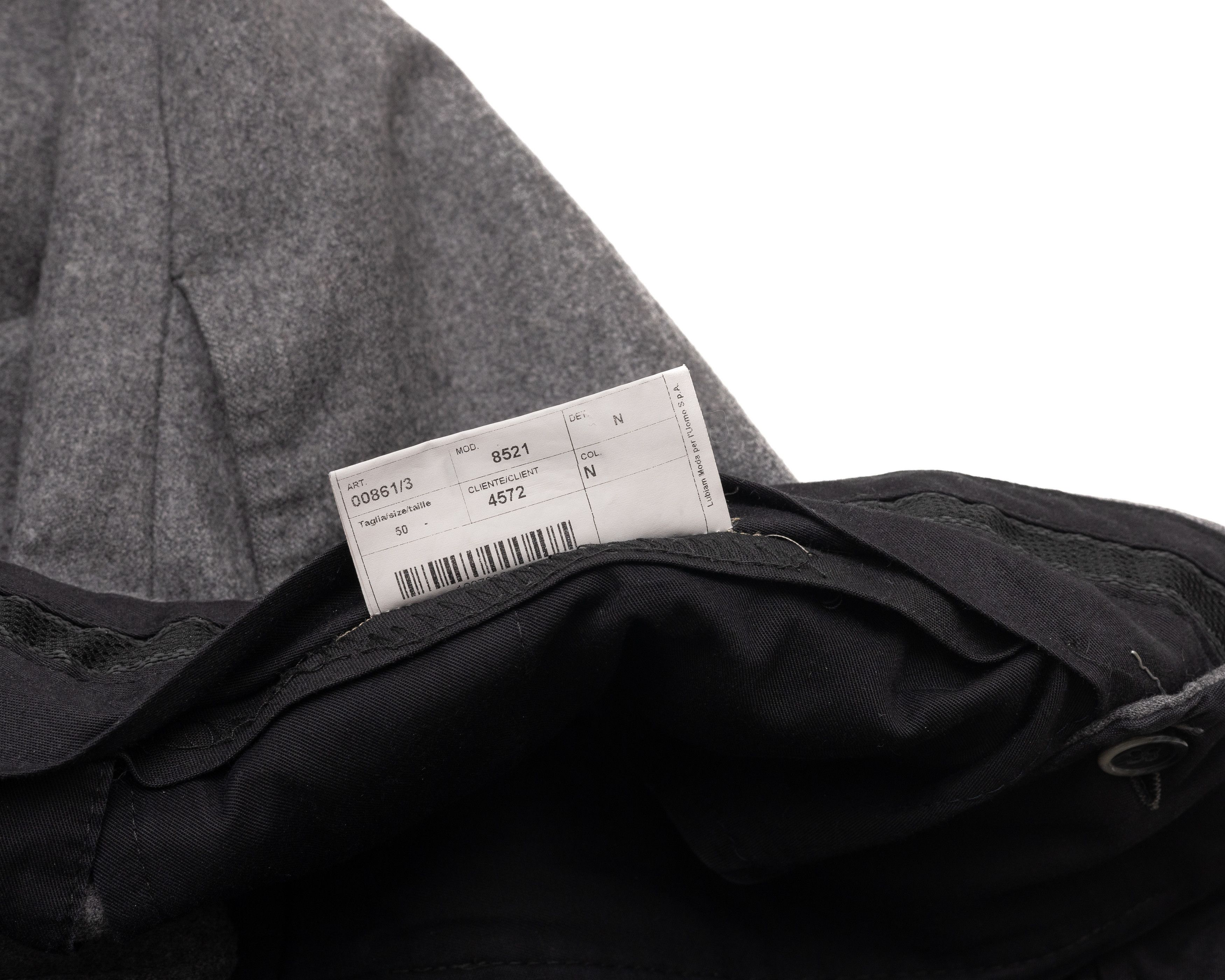 Luigi Bianchi LUIGI BIANCHI MANTOVA Grey Wool Wide Pleated Trosers Size US 34 / EU 50 - 6 Thumbnail