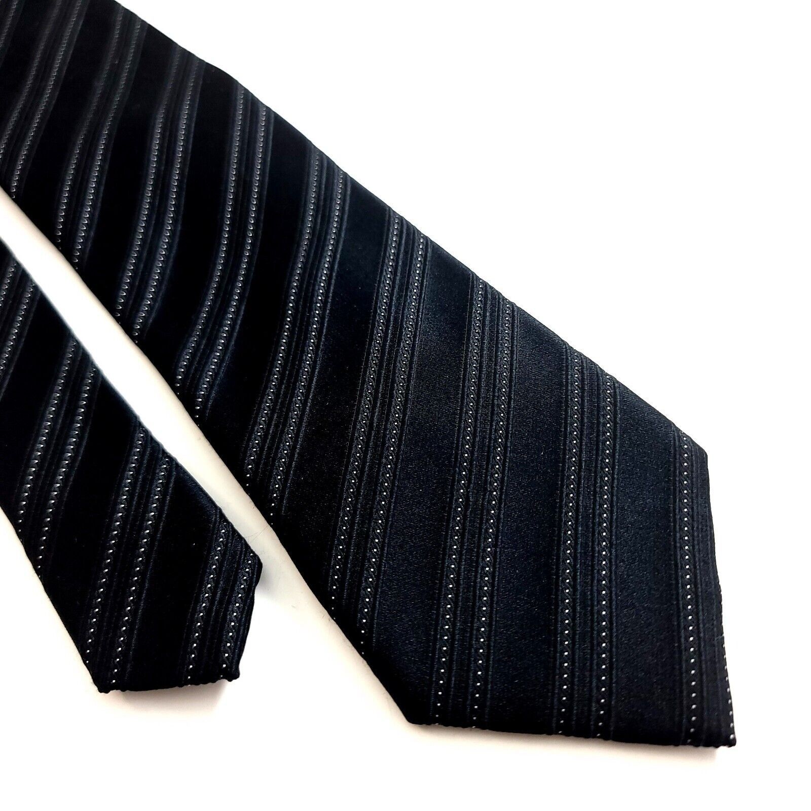 Designer Donald J Trump Black Woven Striped Silk Tie Size ONE SIZE - 1 Thumbnail