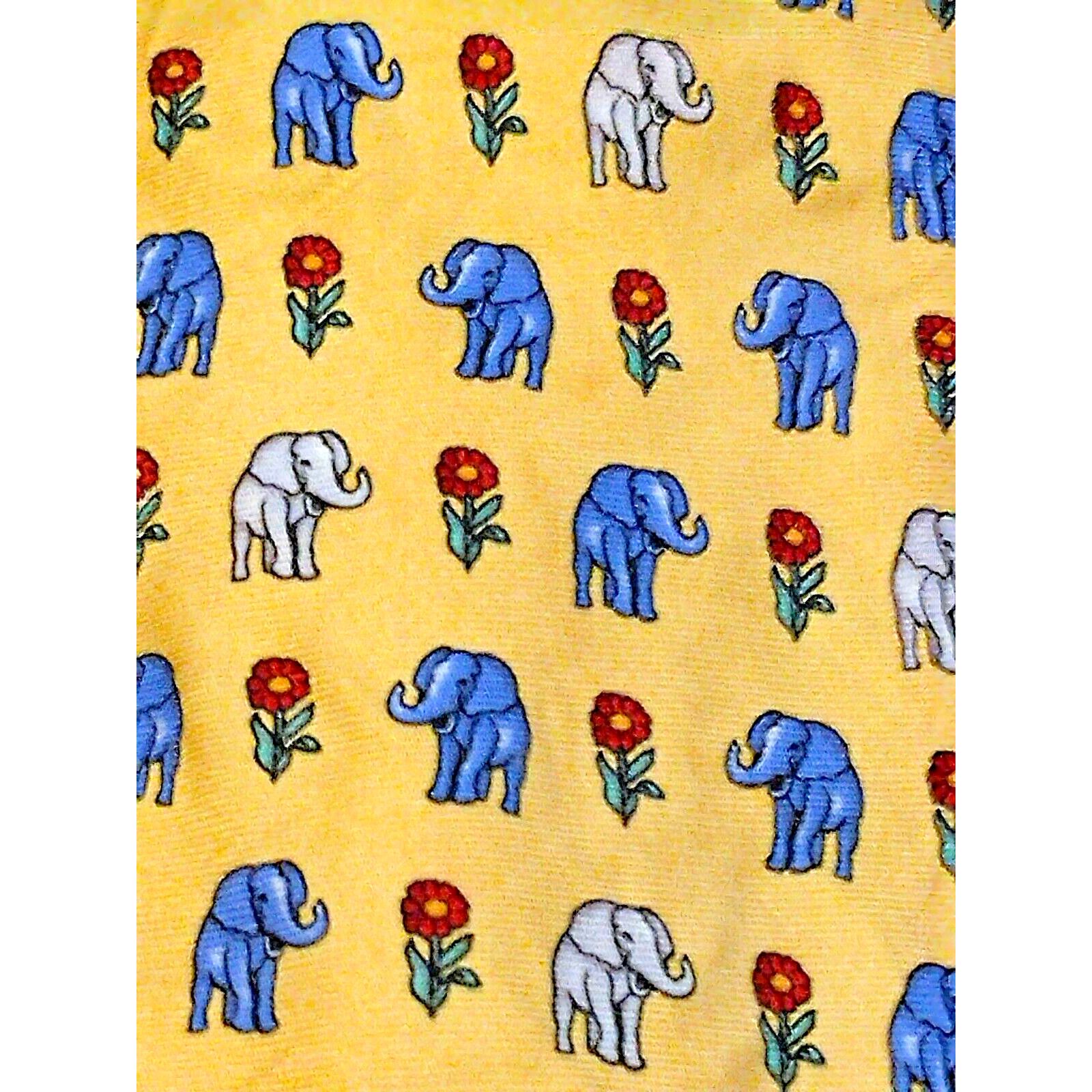 Austin Reed Austin Reed Silk Yellow w/ Elephants Necktie 54in Rep. Party Size ONE SIZE - 2 Thumbnail