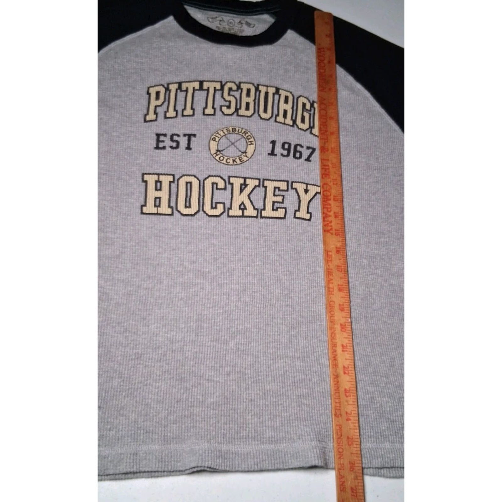 Vintage Pittsburgh Hockey Thermal Shirt Men XL Gray Raglan Long Sleeve Arizona Crew Neck Athletic Sports Activewear Shirt Size US XL / EU 56 / 4 - 5 Thumbnail