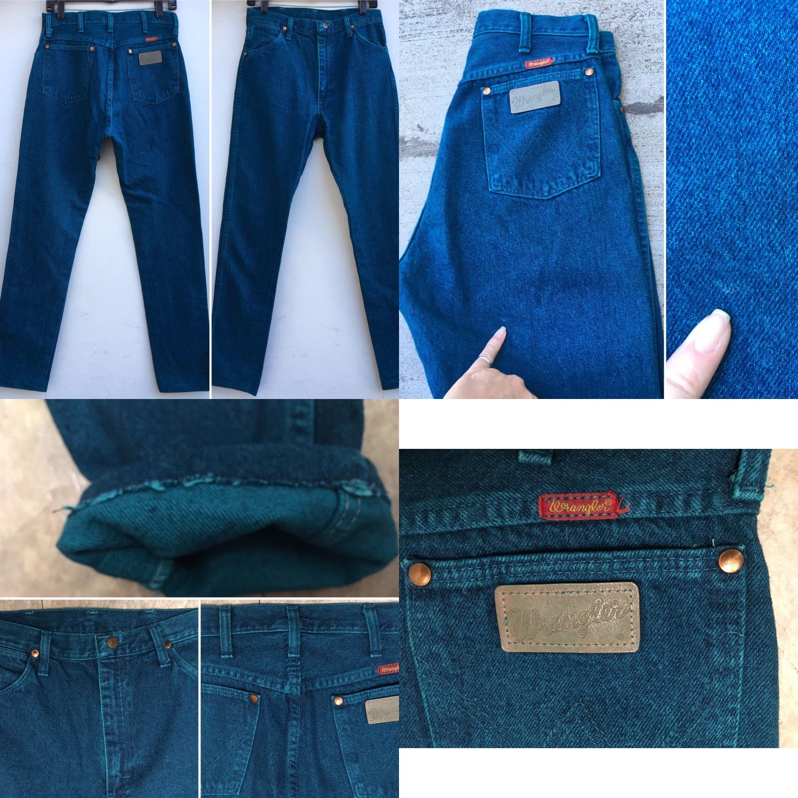 Wrangler VINTAGE Wrangler Jeans High Waist Blue Green Made In USA Sz 11 30 In Waist Rockabilly Denim Jeans Mens Womens Size 32" / US 10 / IT 46 - 8 Thumbnail