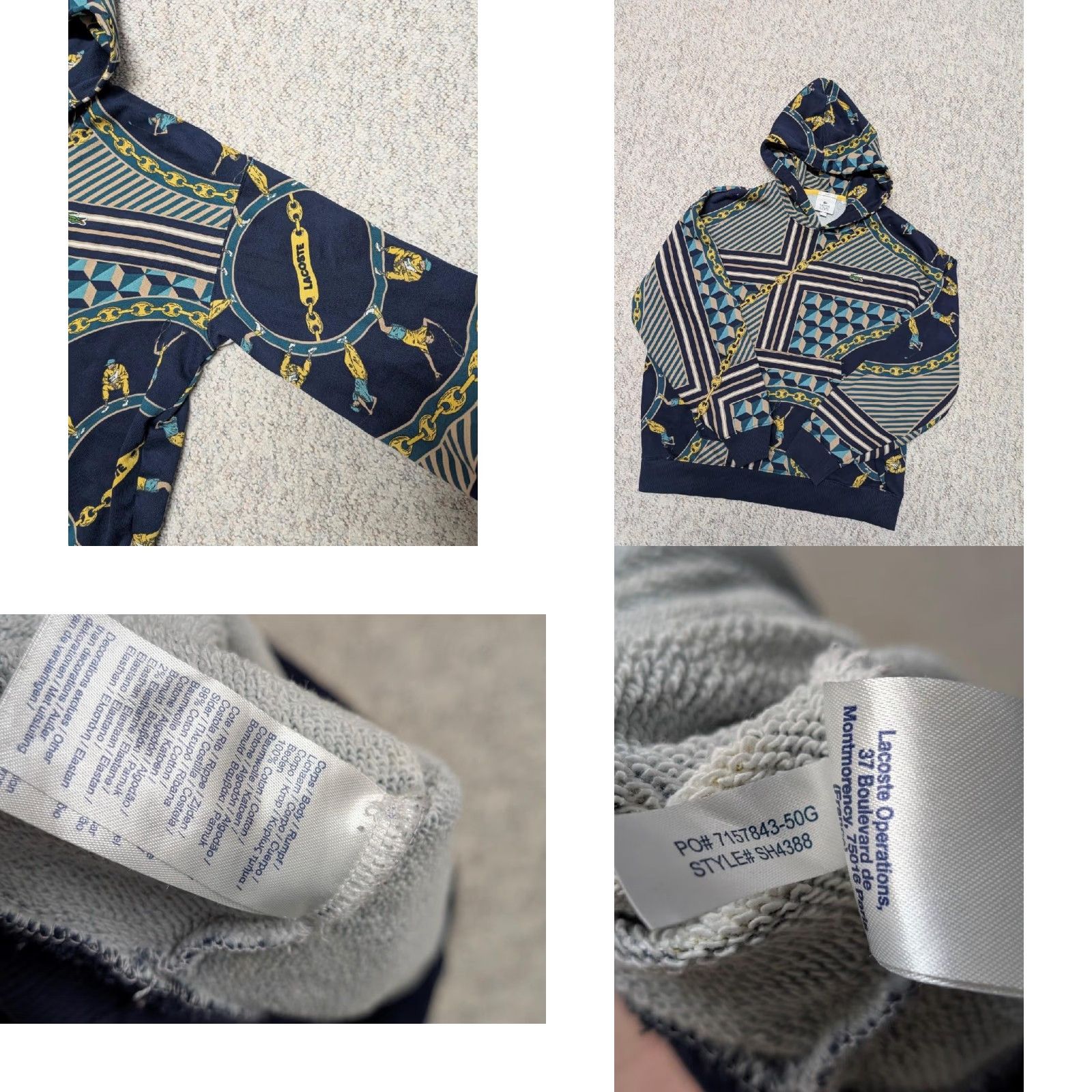 Lacoste LACOSTE hoodie SCARF-PRINT all-over L unisex TENNIS chain LIVE Shirt Adults L Multicolor Mens Womens Size US L / EU 52-54 / 3 - 8 Thumbnail