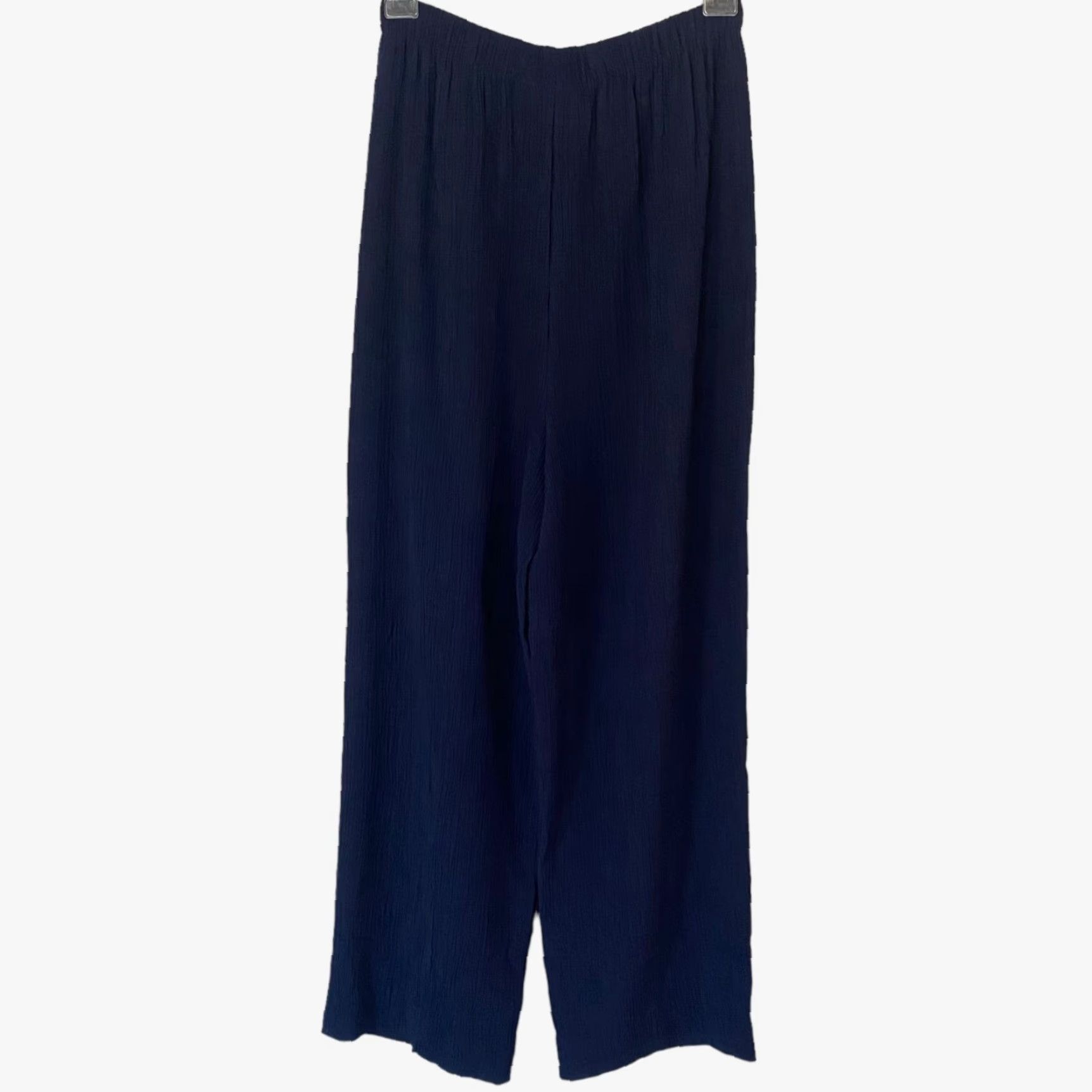 Vintage VINTAGE Expressions Pants Wide-Leg Blue Womens Small New USA Crinkled Crepe Pull On Size 28" / US 6 / IT 42 - 3 Thumbnail