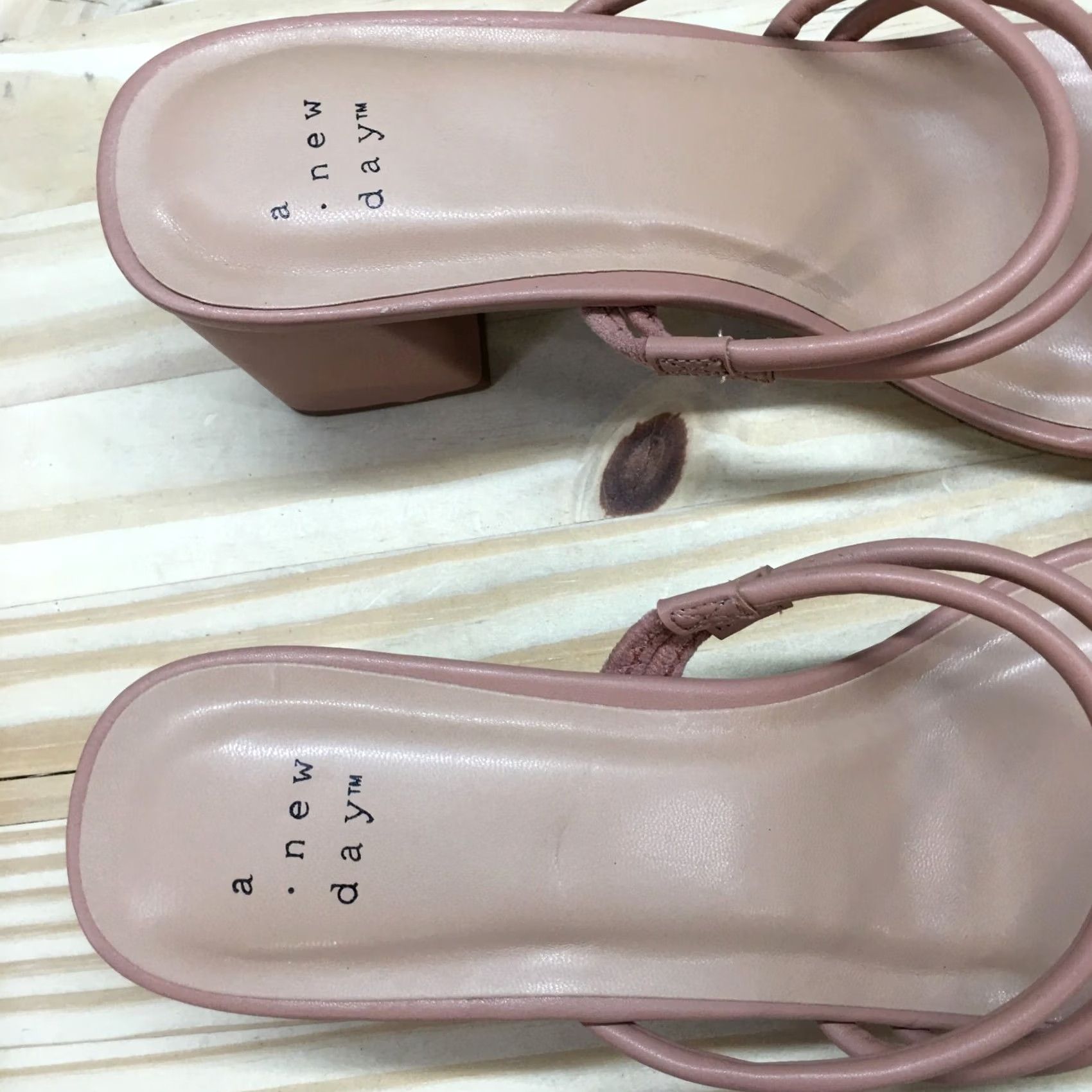 Vintage A New Day Blakely Sandals Womens 9.5 Beige Slide Heels ZStrap Pink Beige Casual Block 3 in Womens Shoes Size US 10 / IT 40 - 7 Thumbnail