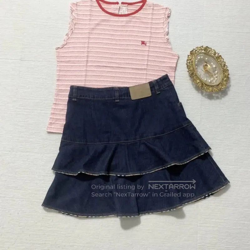 MR & MRS ITALY Burberry Color Block Cotton Denim Skirt. Size 23" - 4 Thumbnail