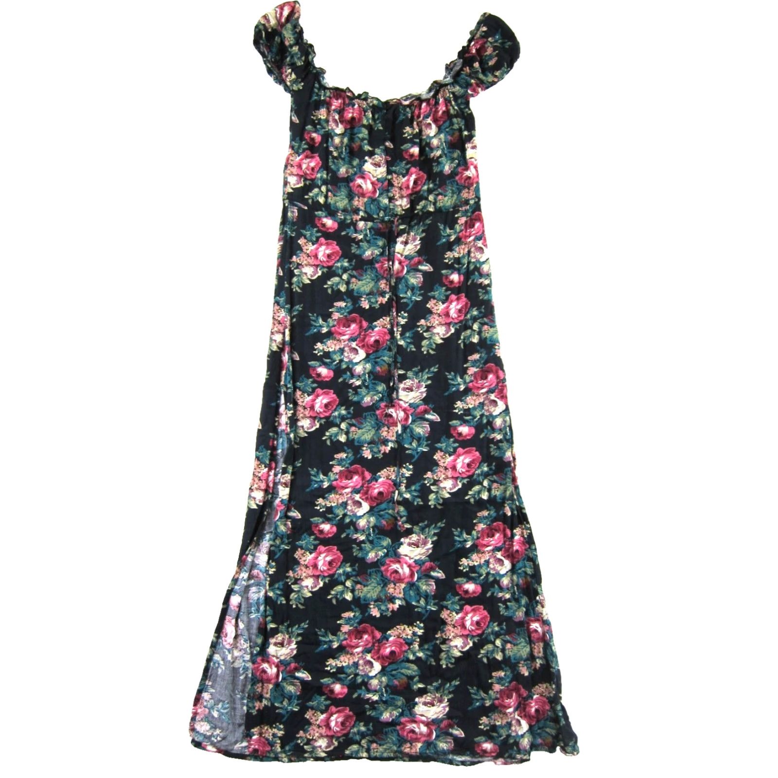 Pinko Augusta Rayon Black Pink Blue Floral Cap Sleeve Maxi Dress 6 Size M / US 6-8 / IT 42-44 - 2 Thumbnail