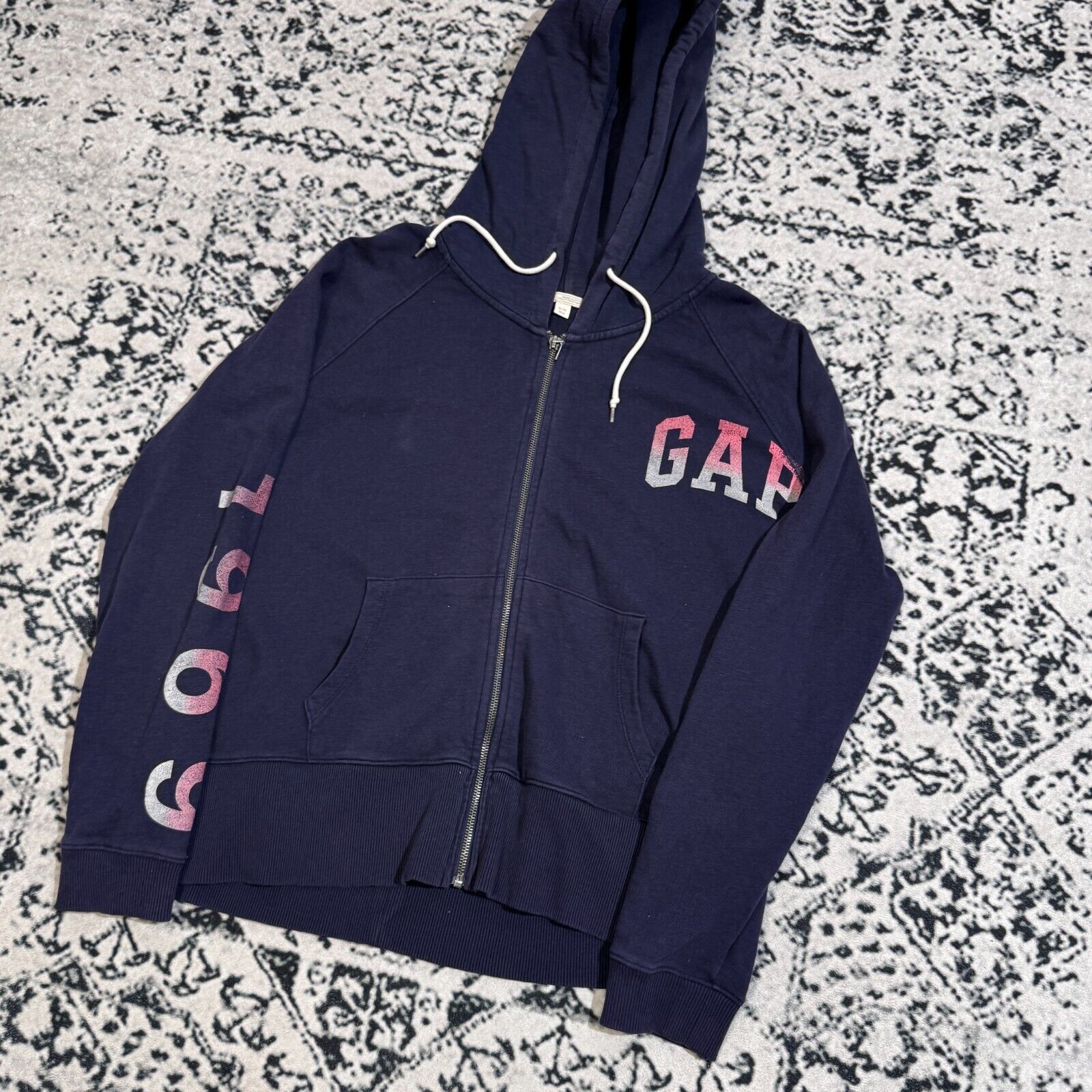Gap × Vintage Vintage Gap Unisex Navy Blue Cotton Hoodie Zip Size XL 90s Size US XL / EU 56 / 4 - 2 Thumbnail