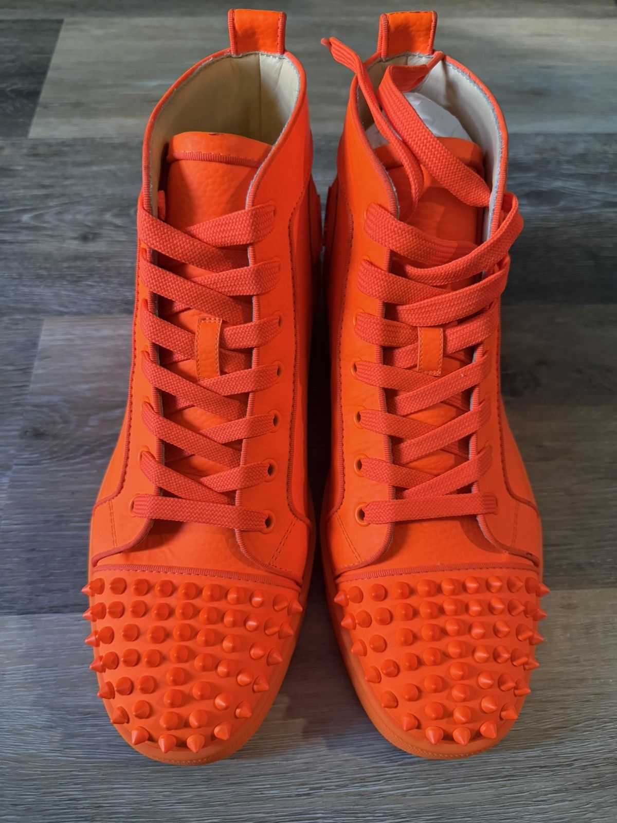 Christian Louboutin Christian louboutin -neon orange high top sneakers Size US 9 / EU 42 - 1 Thumbnail