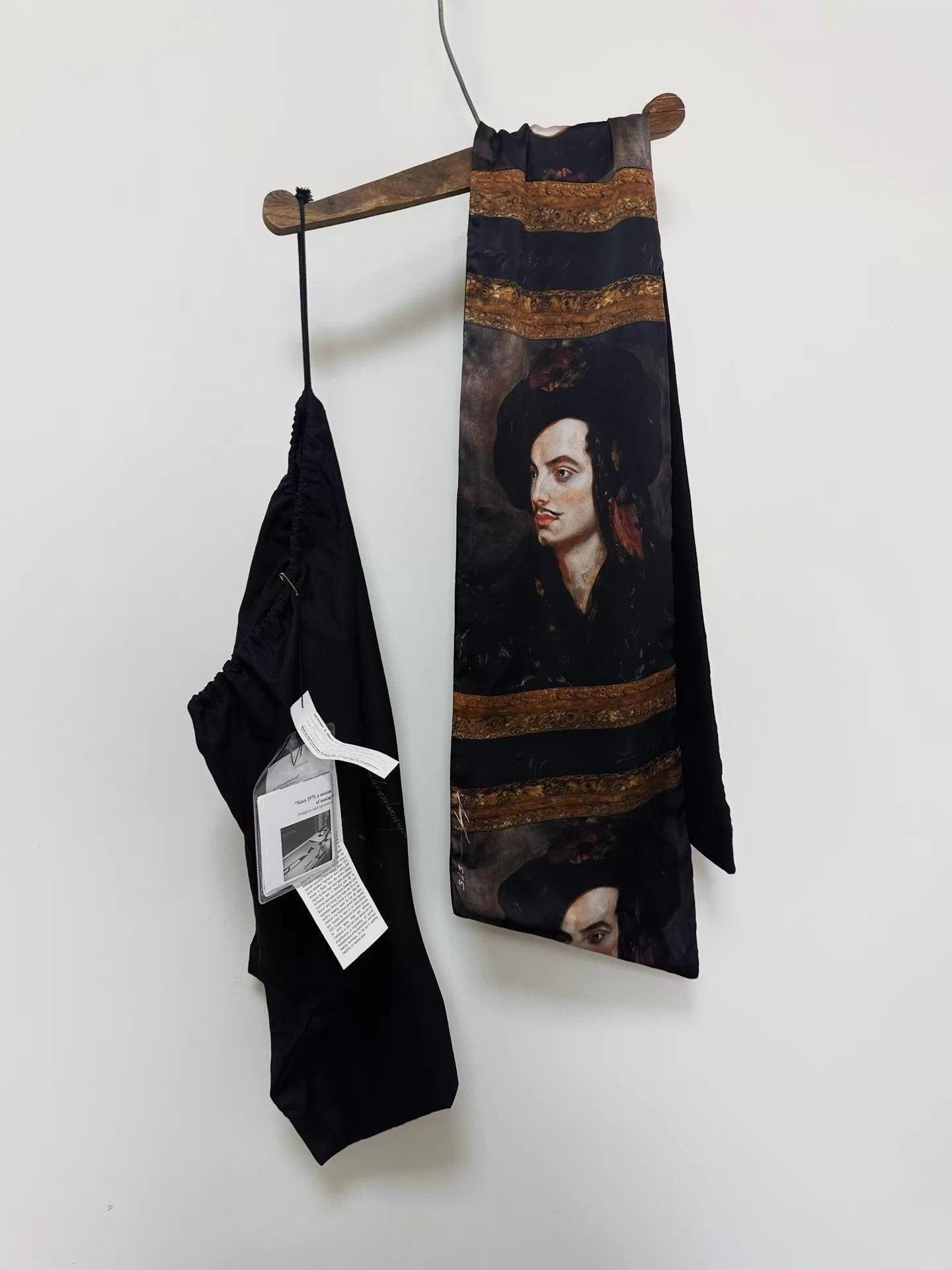 Geoffrey B. Small Black Printed Scarf with Portrait Design Size ONE SIZE - 1 Thumbnail