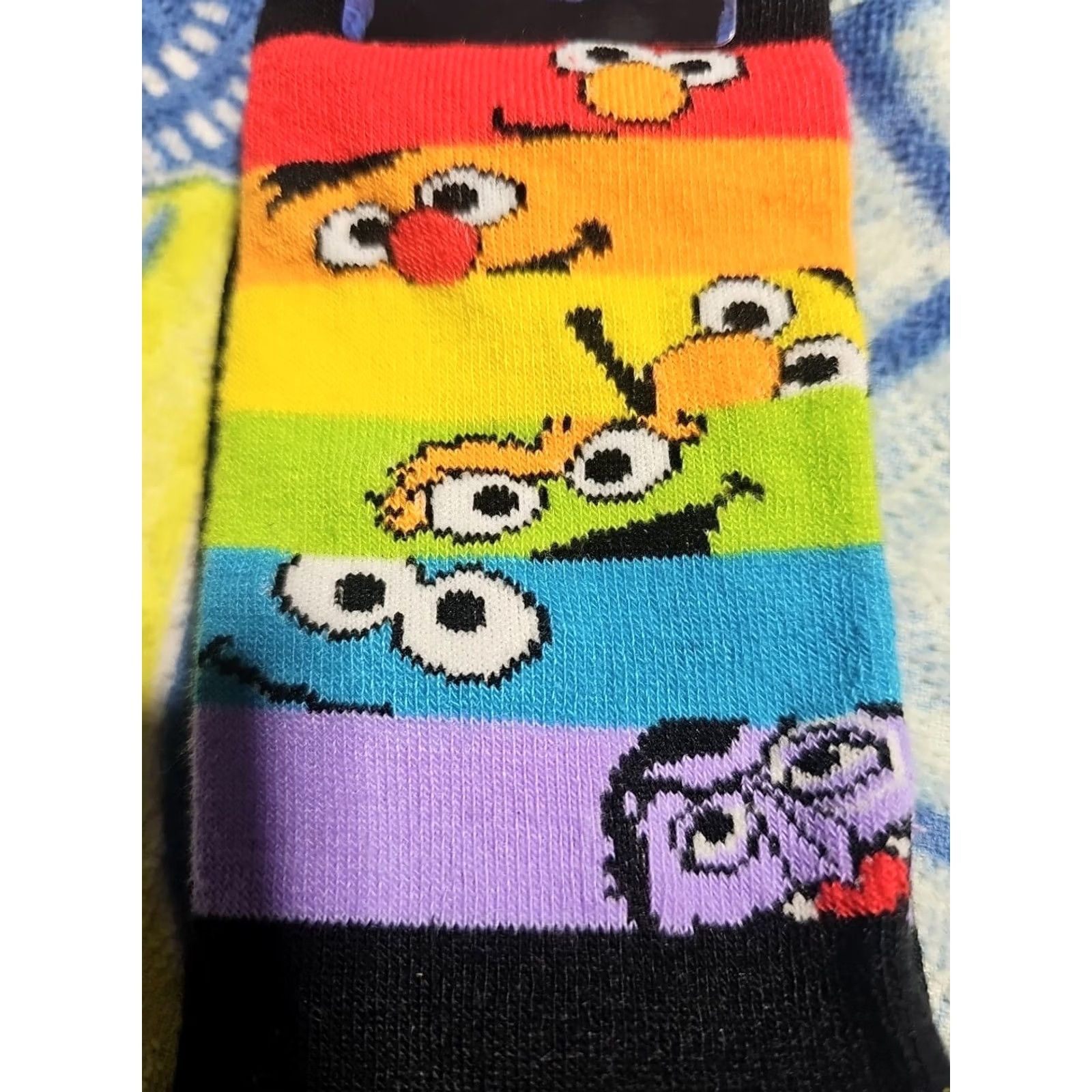 Rainbow NEW SESAME STREET Rainbow Peek-A-Boo Crew Socks 1 Pair SZ 10-13 Adult Unisex Multi-Color Crew Mens Womens Size ONE SIZE - 3 Thumbnail